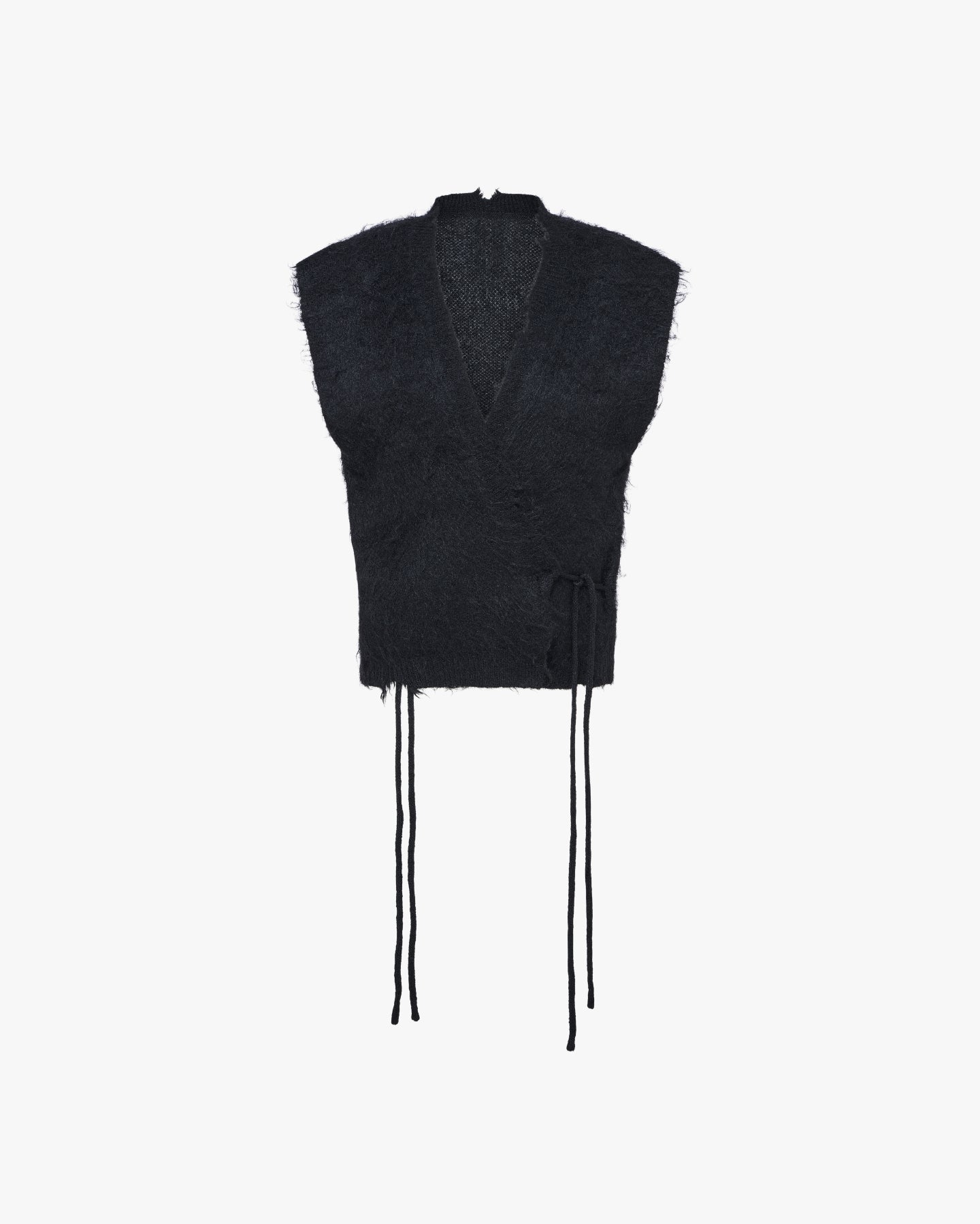 MOHAIR KIMONO VEST - BLACK