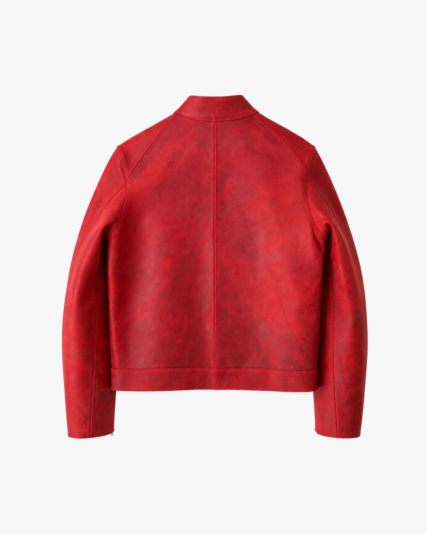 'AIDEN' ZIP LEATHER JACKET – RED