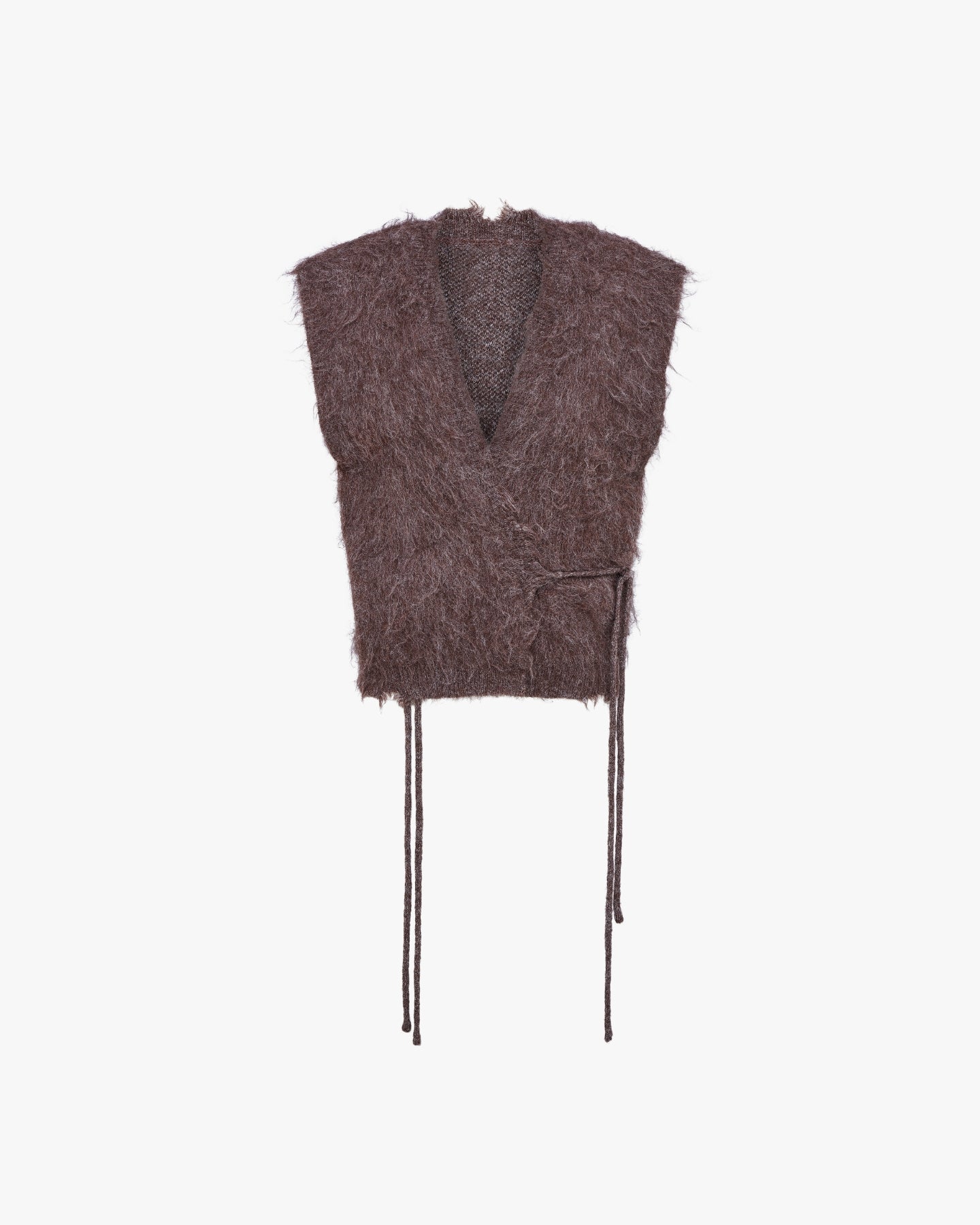 MOHAIR KIMONO VEST - BROWN