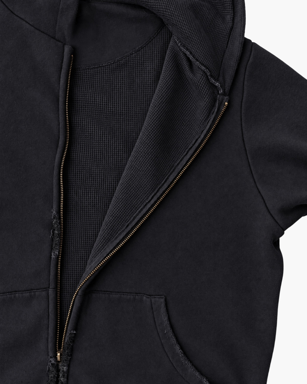'OMEN' 2-LAYER WAFFLE ZIPPER – WASHED BLACK