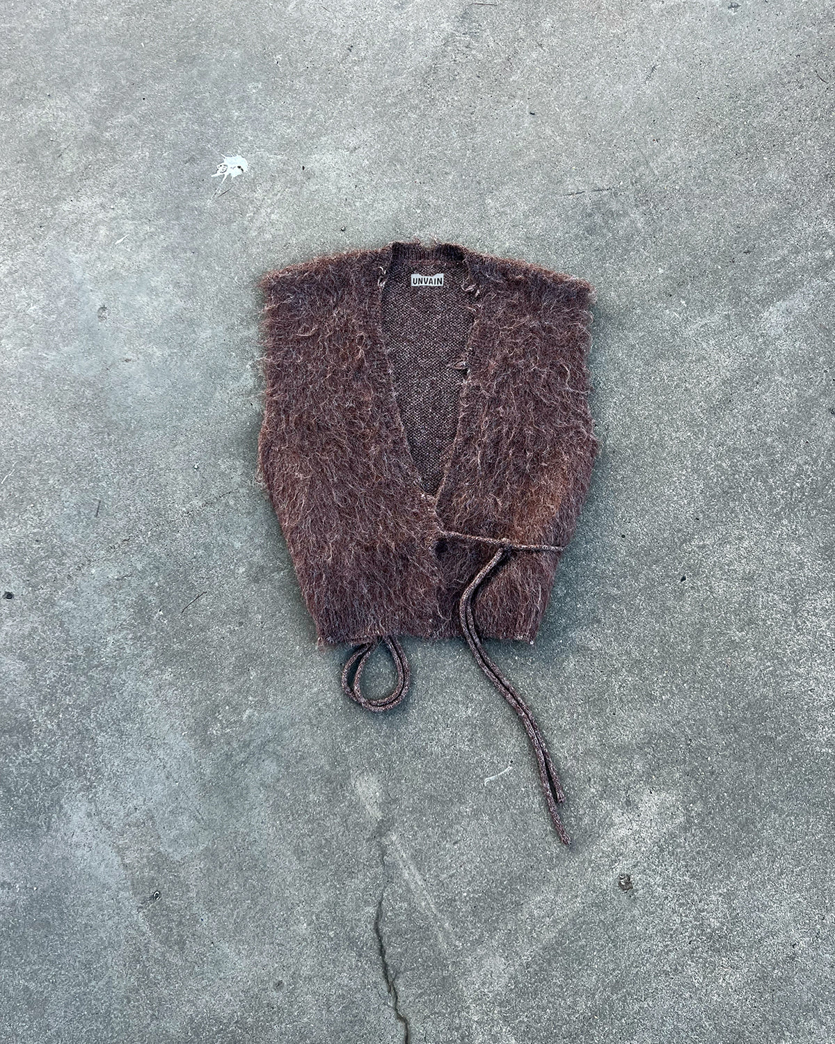 MOHAIR KIMONO VEST - BROWN