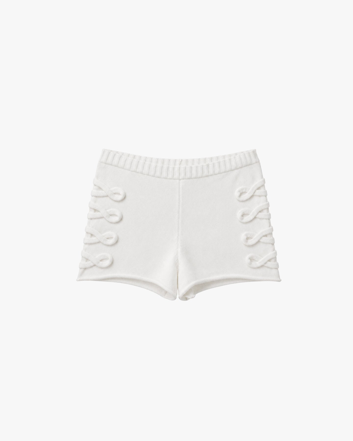 'JAL' KNIT LACING MICRO SHORTS – WHITE