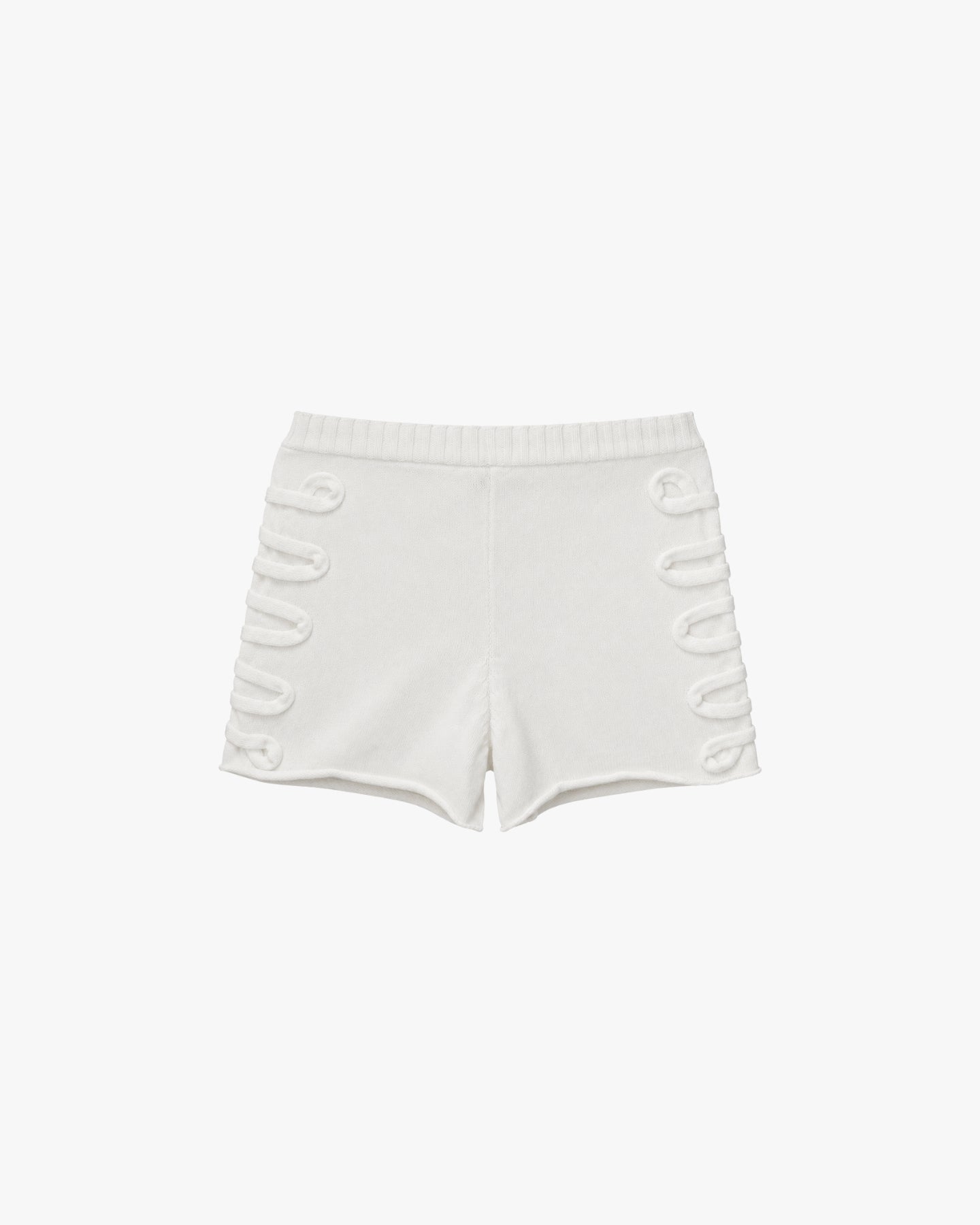 'JAL' KNIT LACING MICRO SHORTS – WHITE