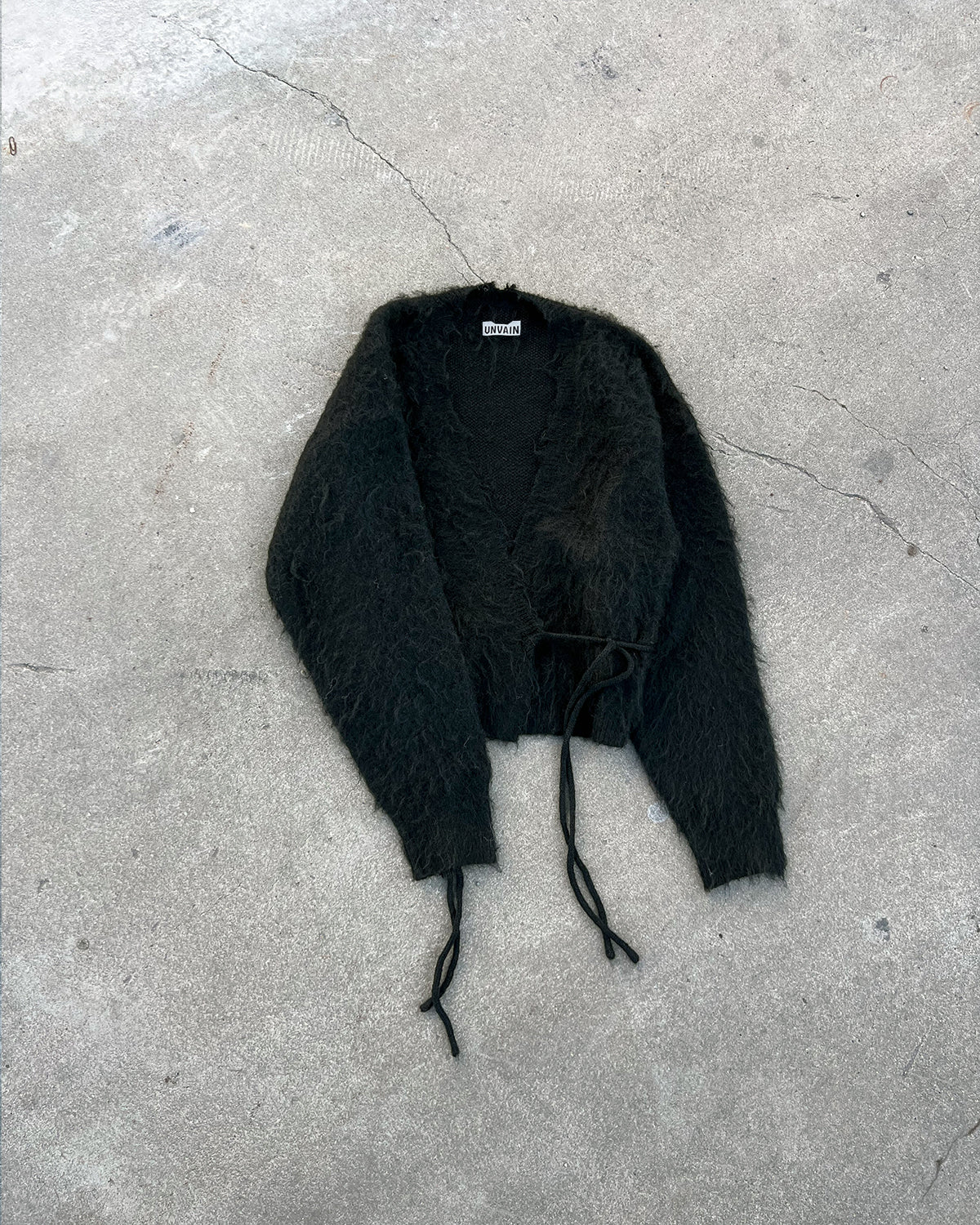 MOHAIR KIMONO CARDIGAN - BLACK