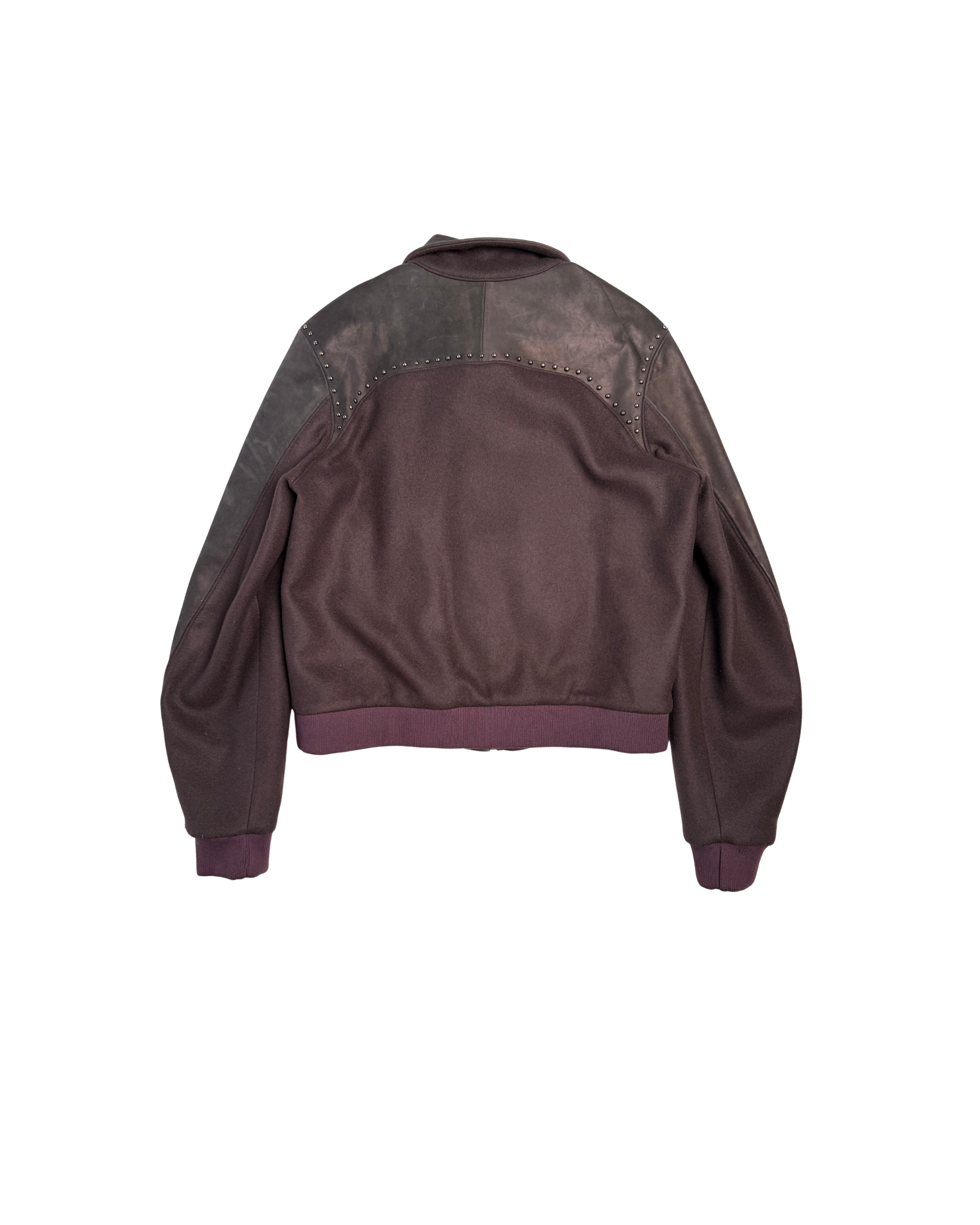213 PURPLE LEATHER WOOL JACKET
