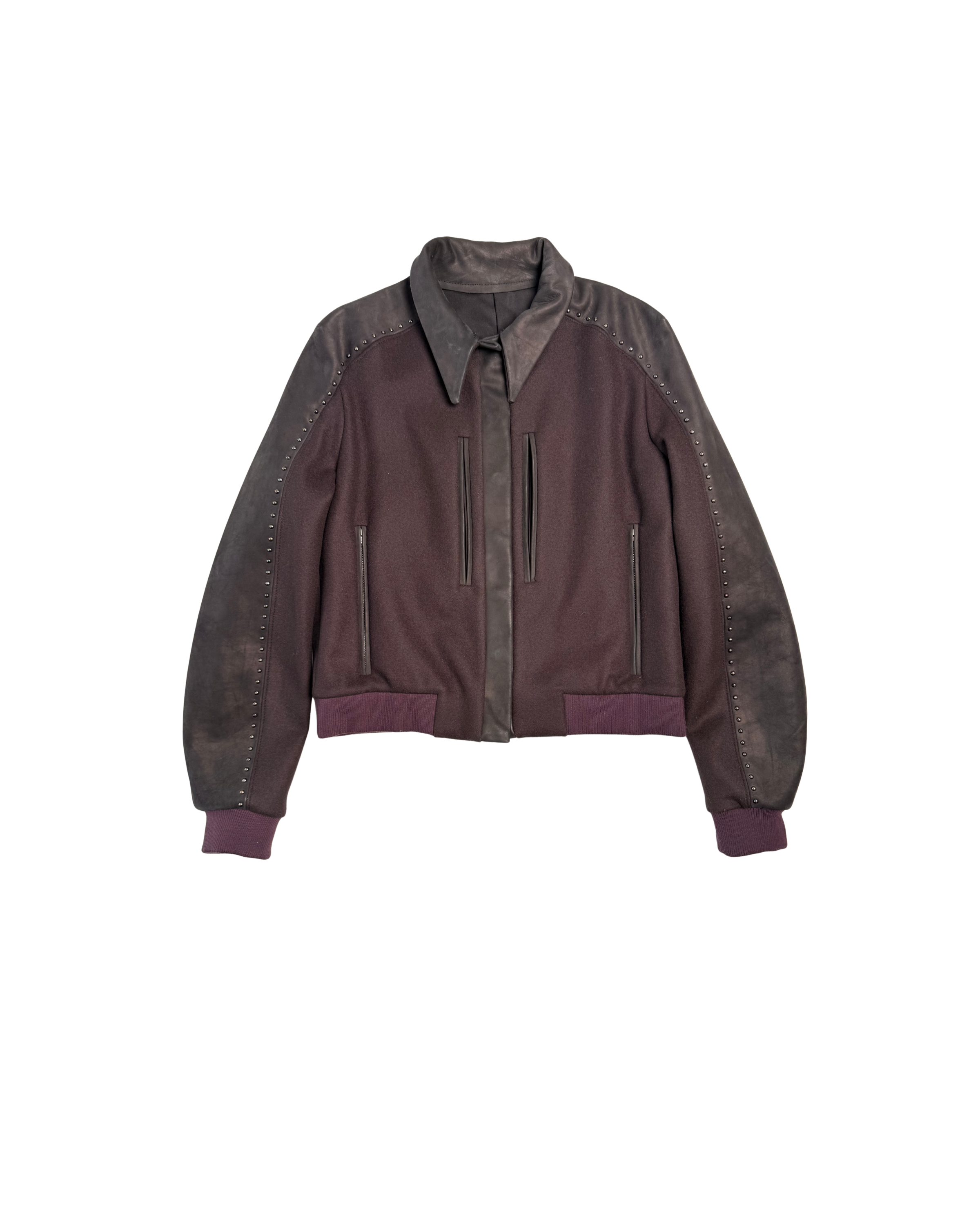 213 PURPLE LEATHER WOOL JACKET