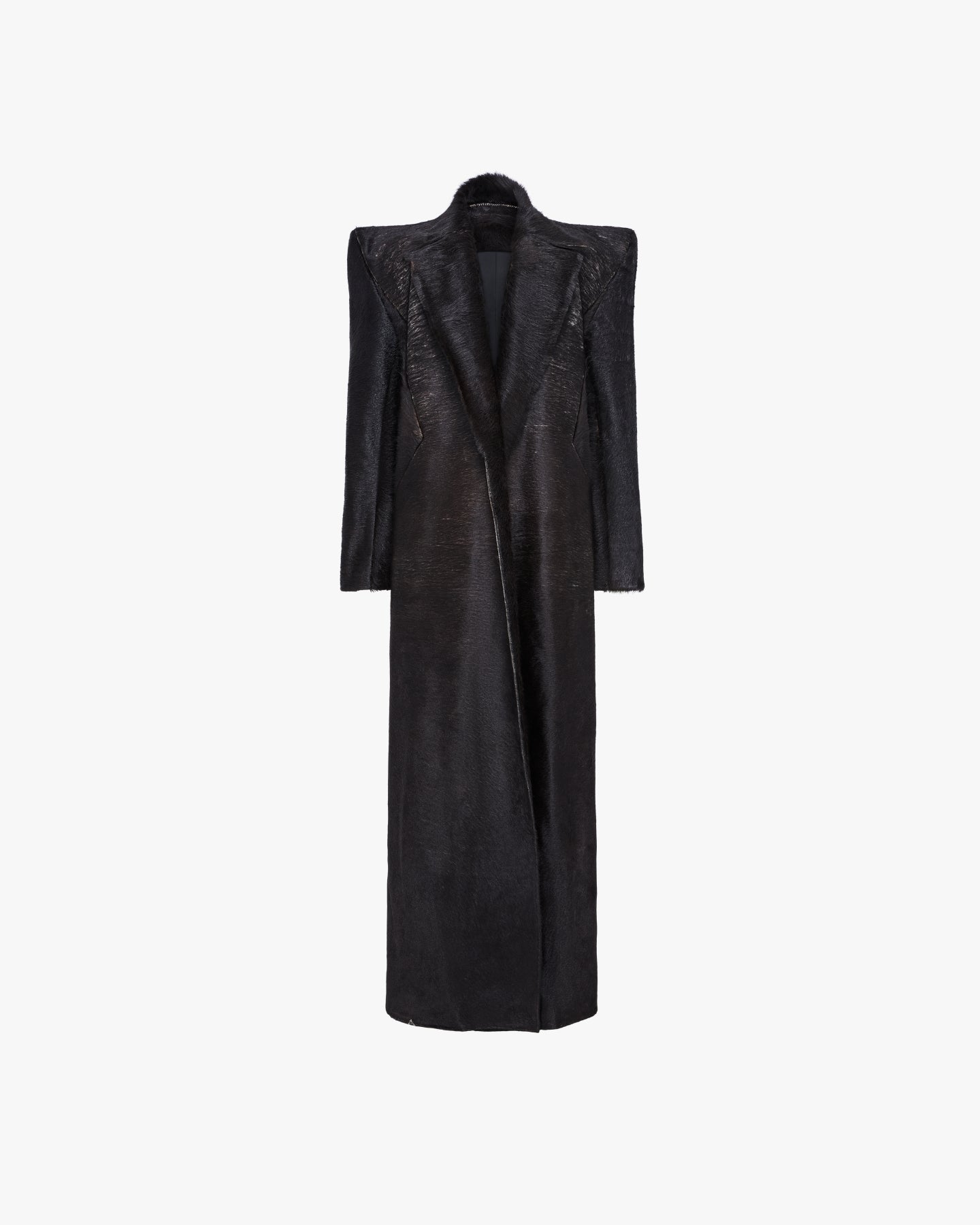 OVERSIZED PONYHAIR COAT - BLACK