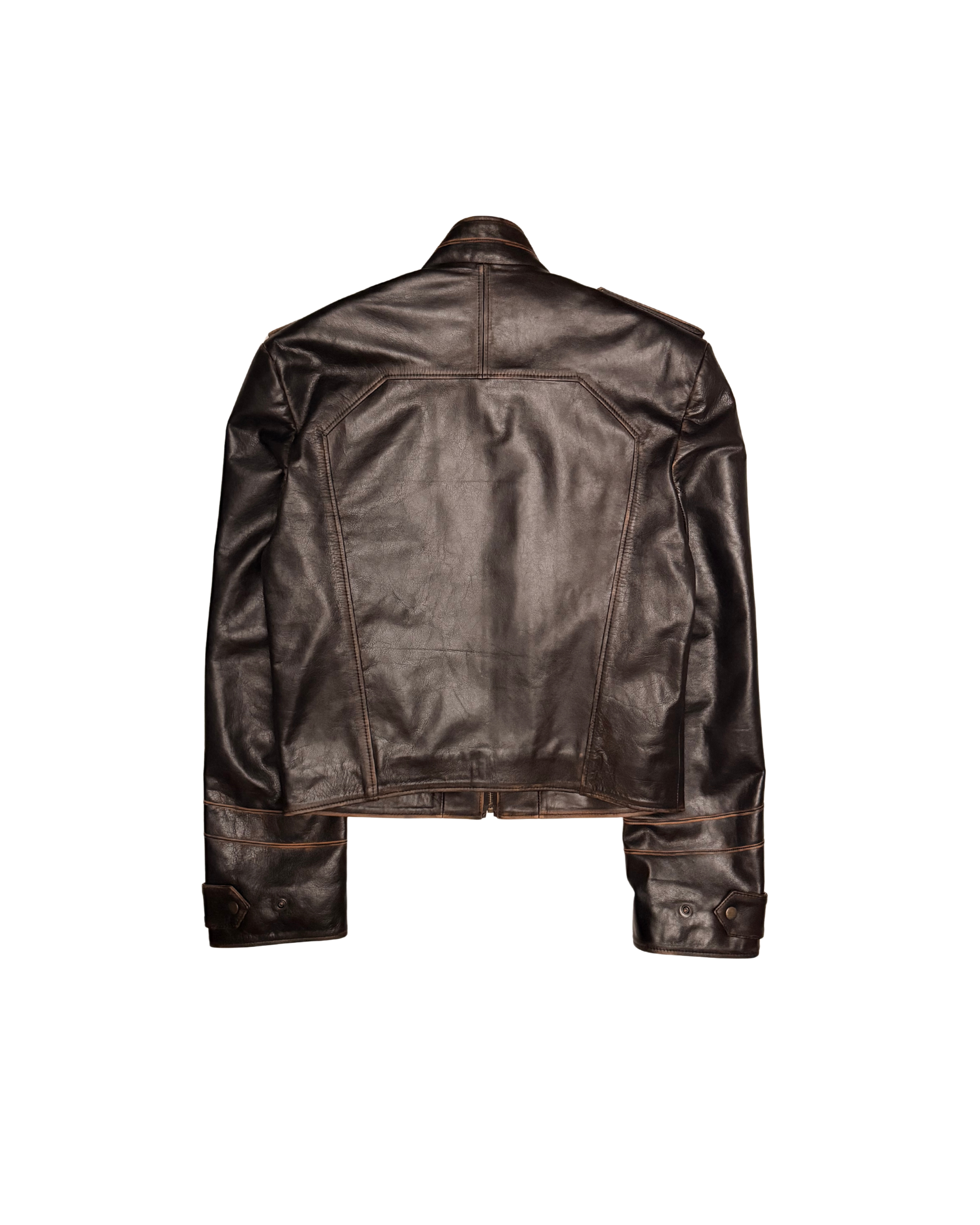 112 LEATHER NAPOLEON JACKET VINTAGE – DARK BROWN
