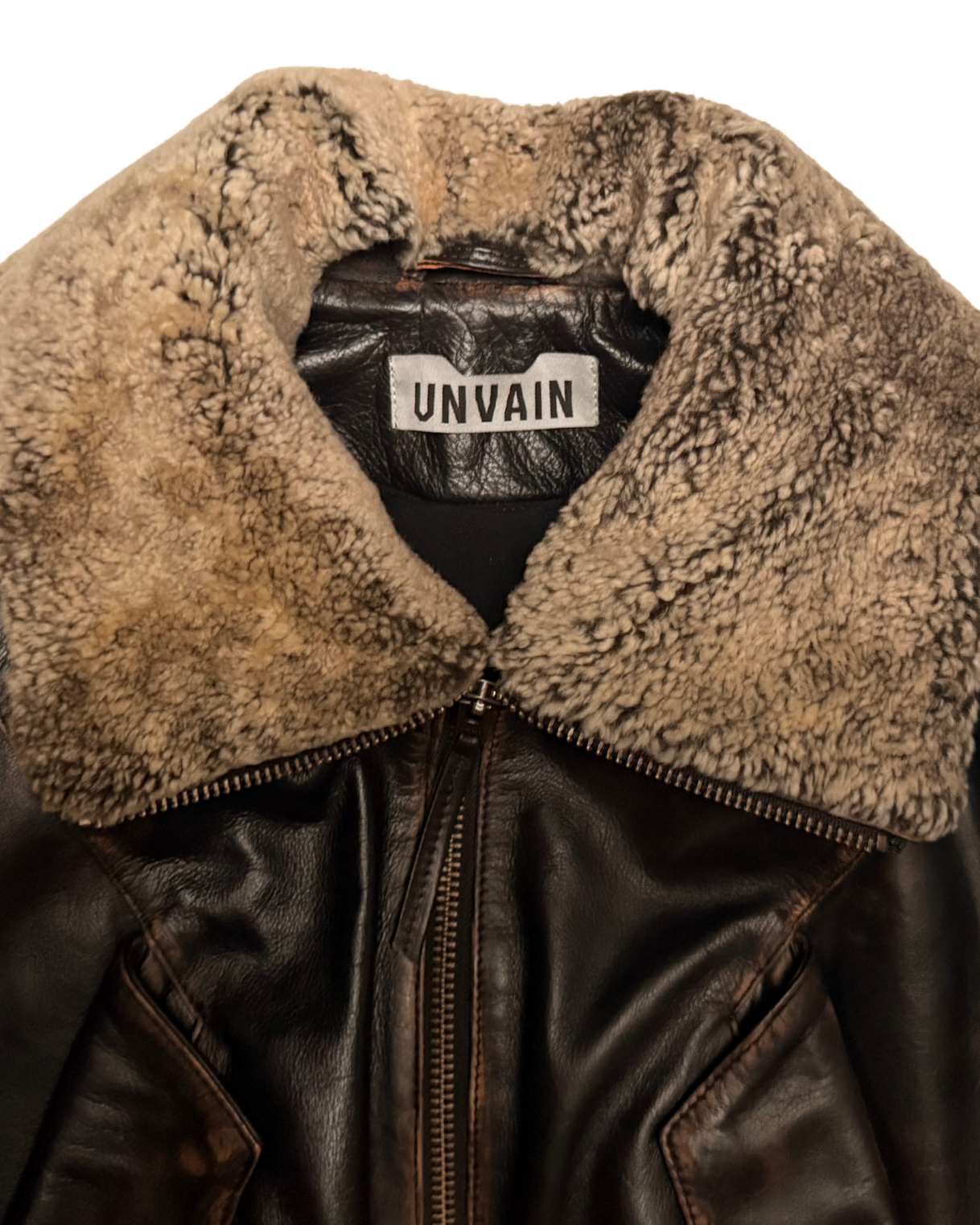 113 WOMENS LEATHER BOMBER VINTAGE – DARK BROWN