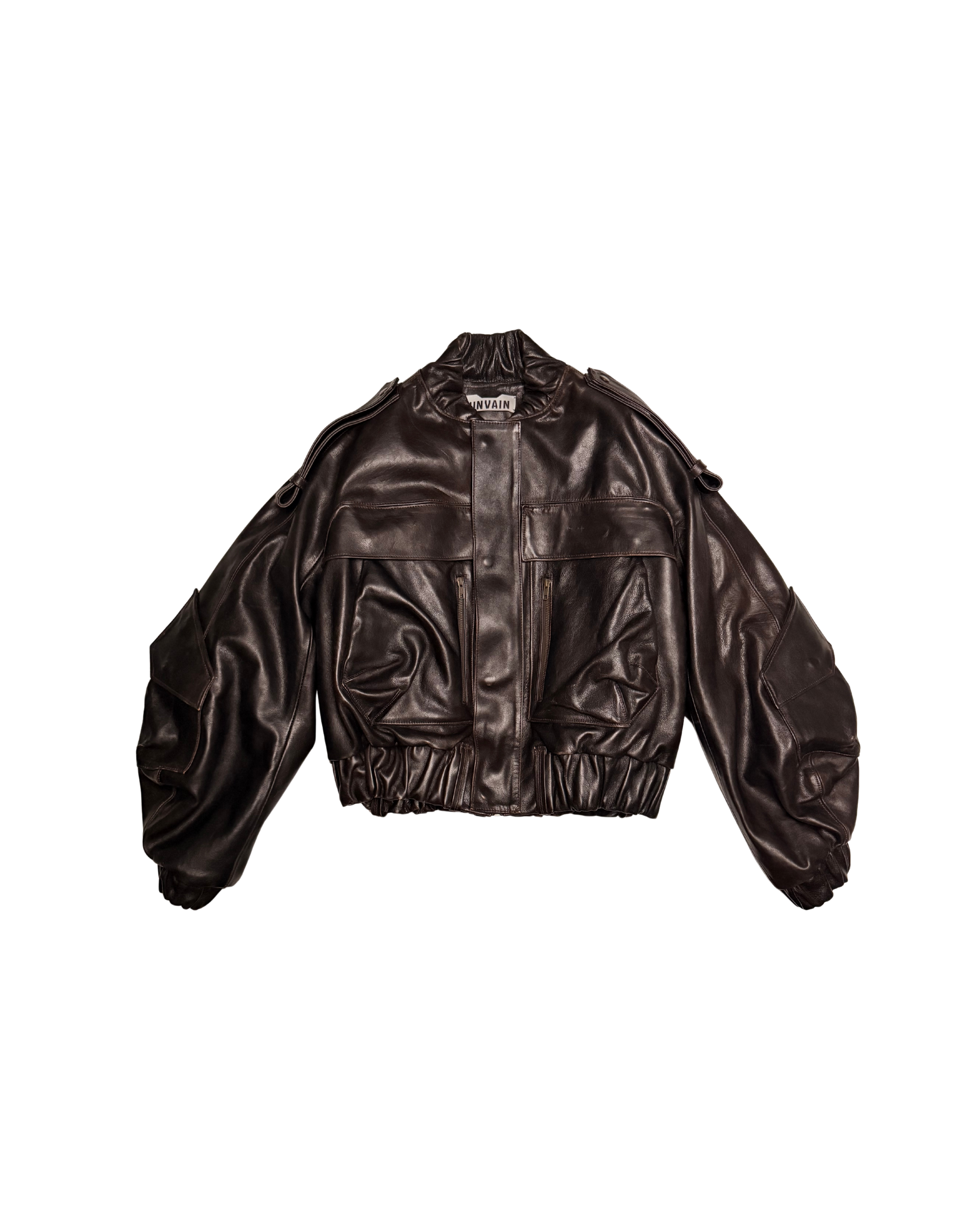 115 LEATHER BOMBER JACKET – DARK BROWN