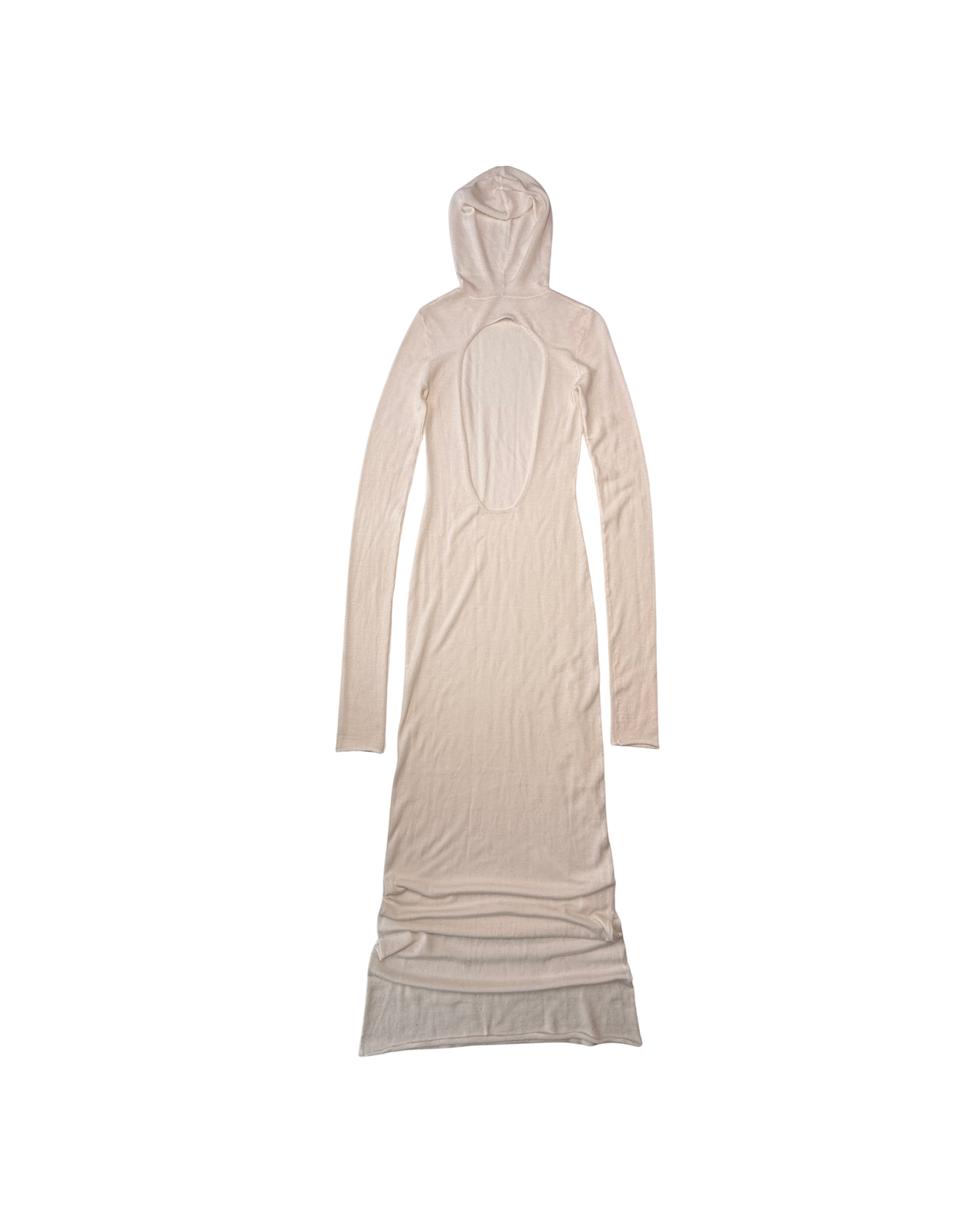 140 HOODED DRESS – OFF WHITE