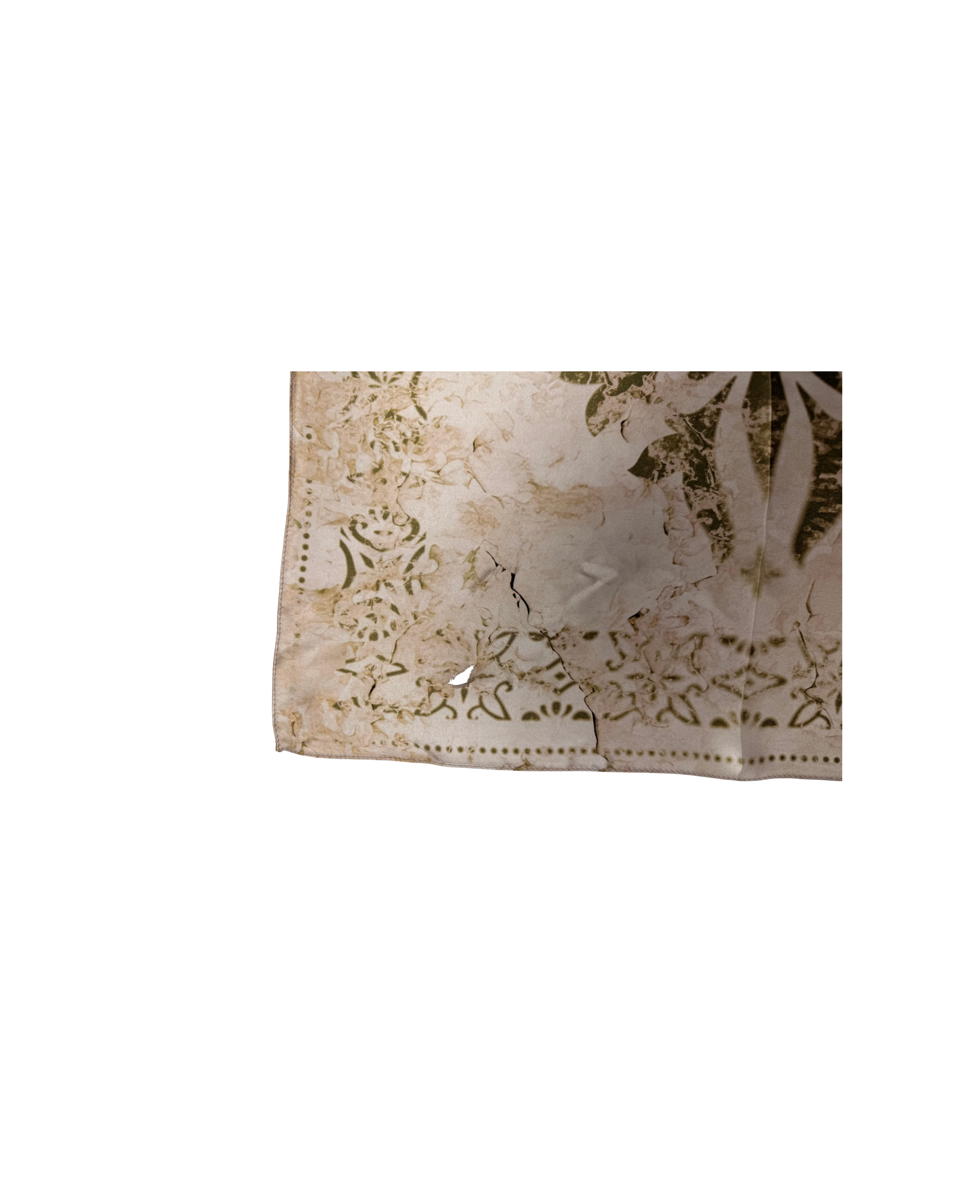 165 SILK SCARF – WHITE/GREEN