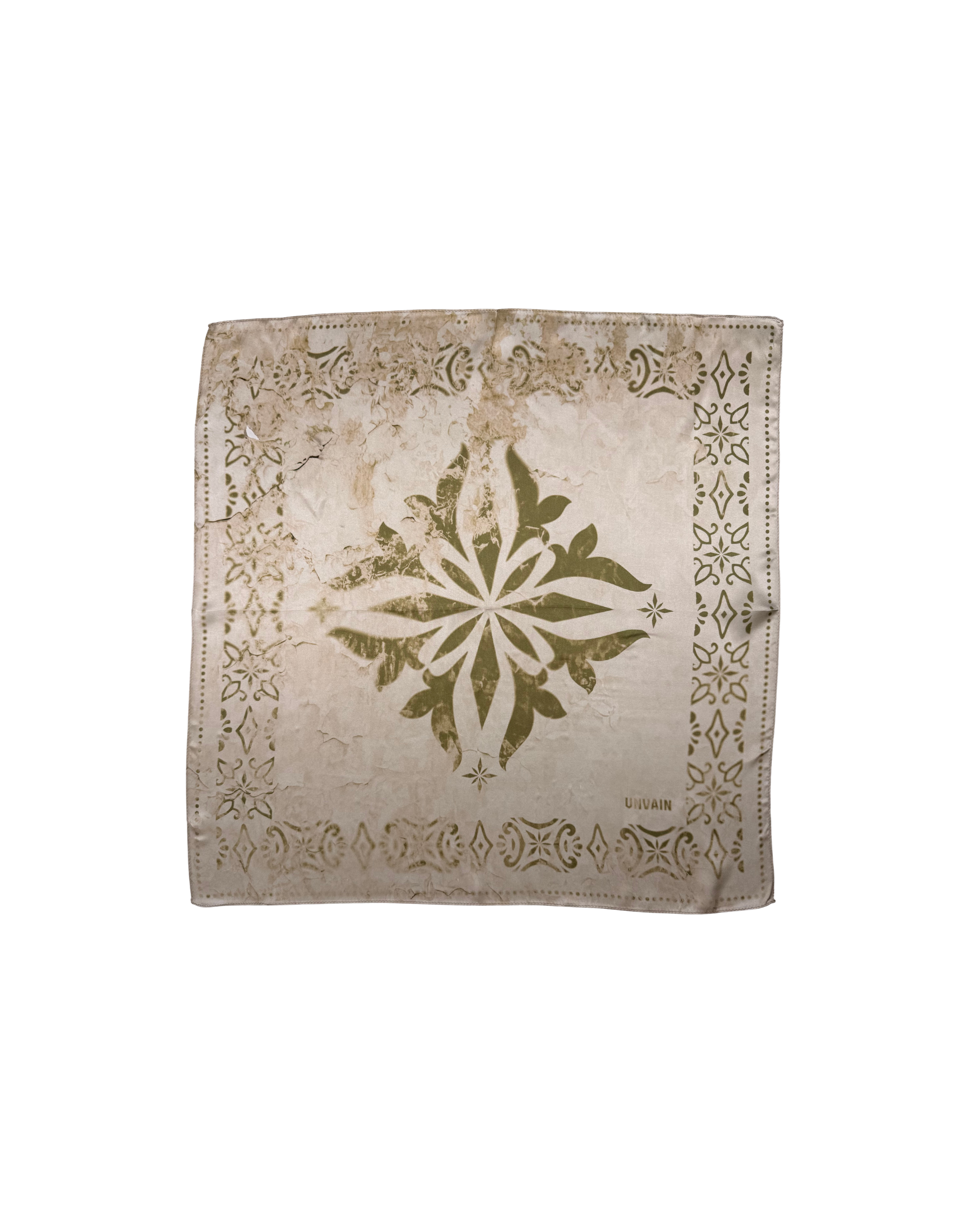 165 SILK SCARF – WHITE/GREEN