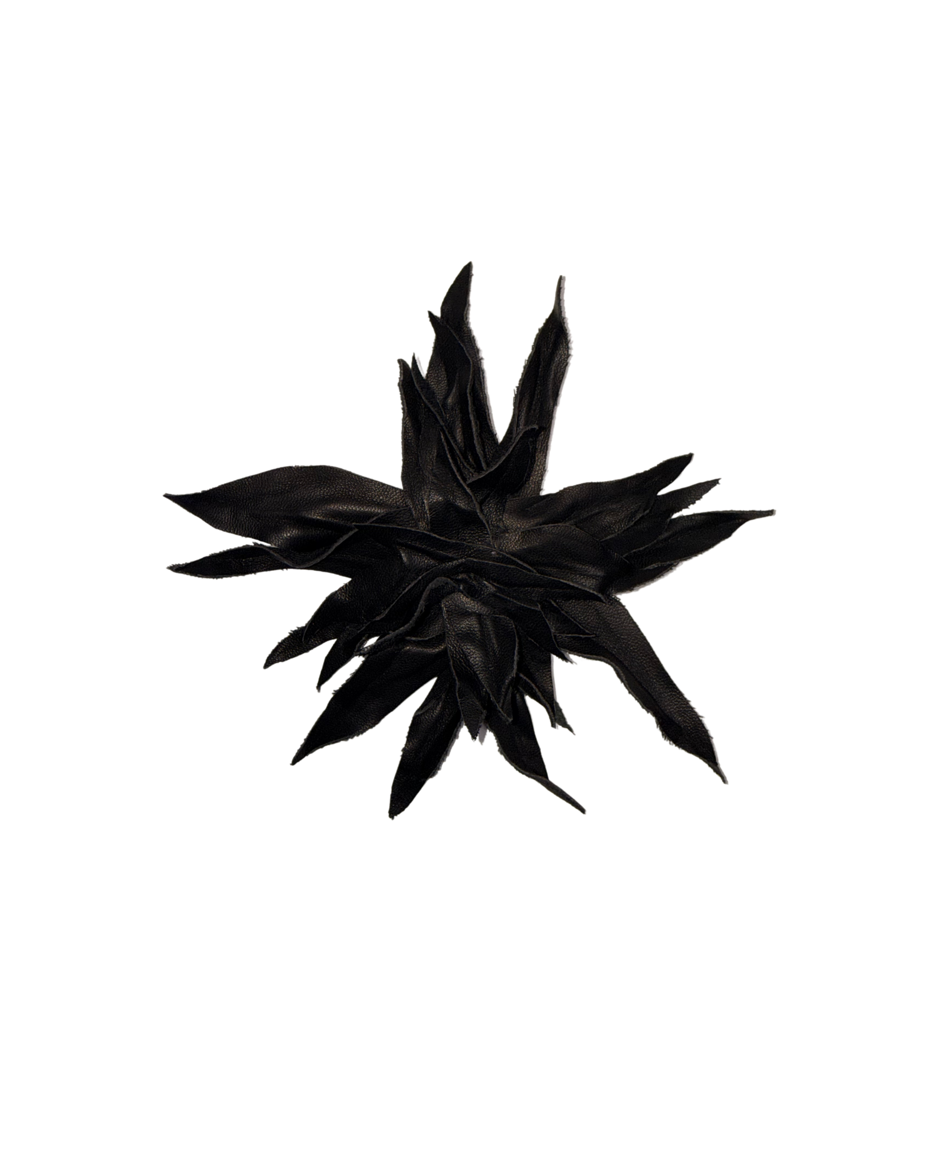 188 LEATHER FLOWER BROSCHE – BLACK