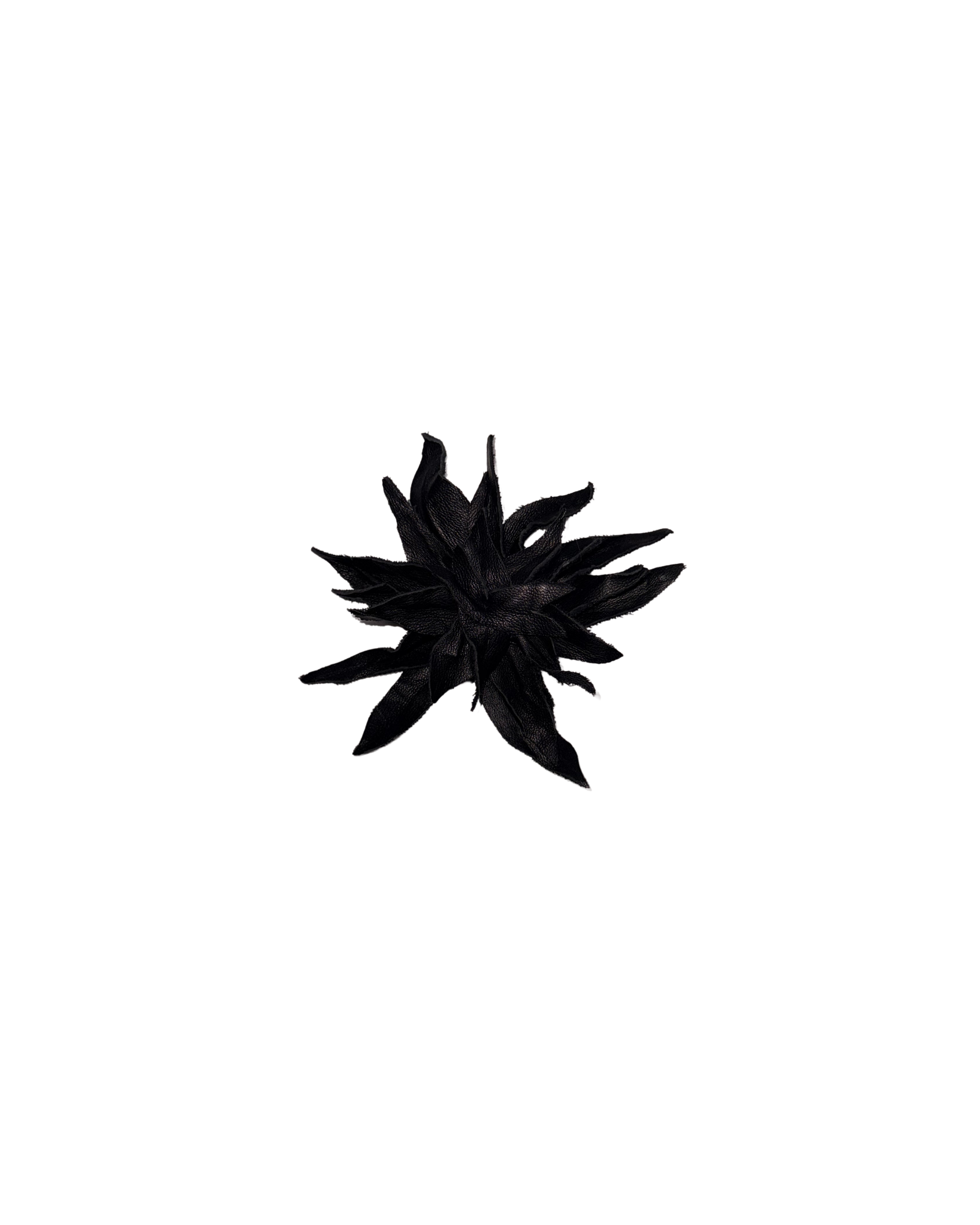190 LEATHER FLOWER BROSCHE – BLACK