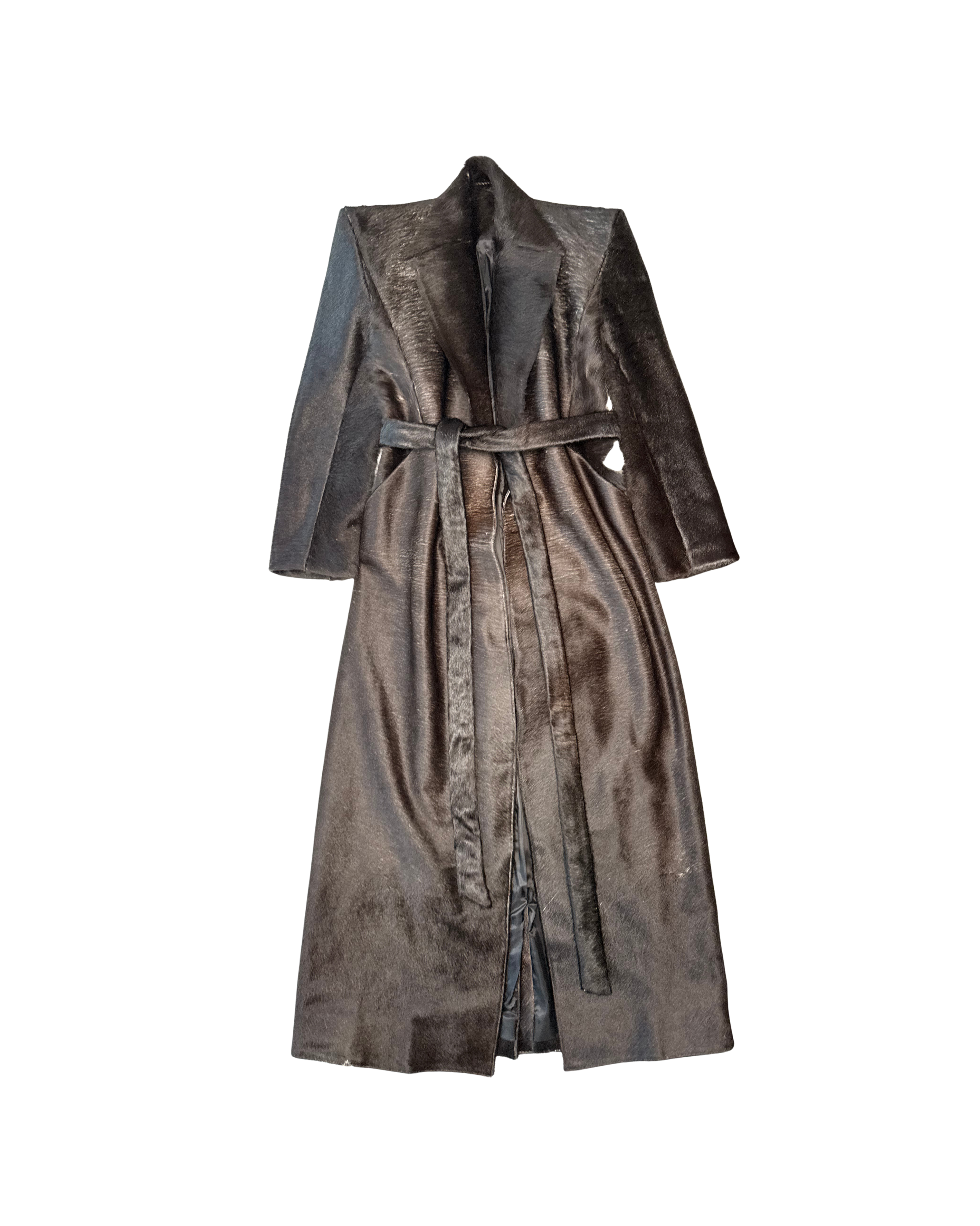 085 COWHIDE COAT – DARK BROWN