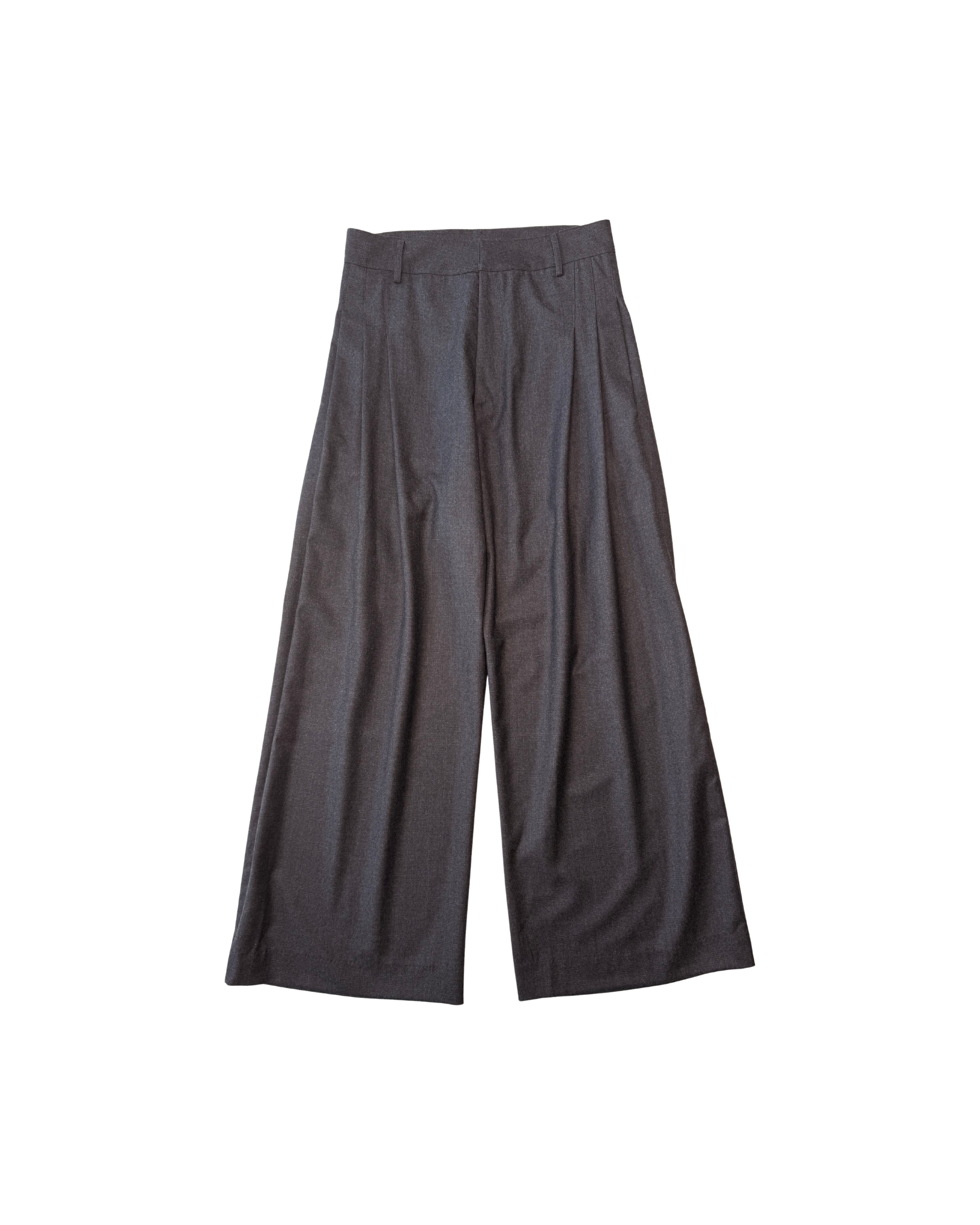 098 SIDE-PLEATED SUIT PANTS – CHECKED GREY