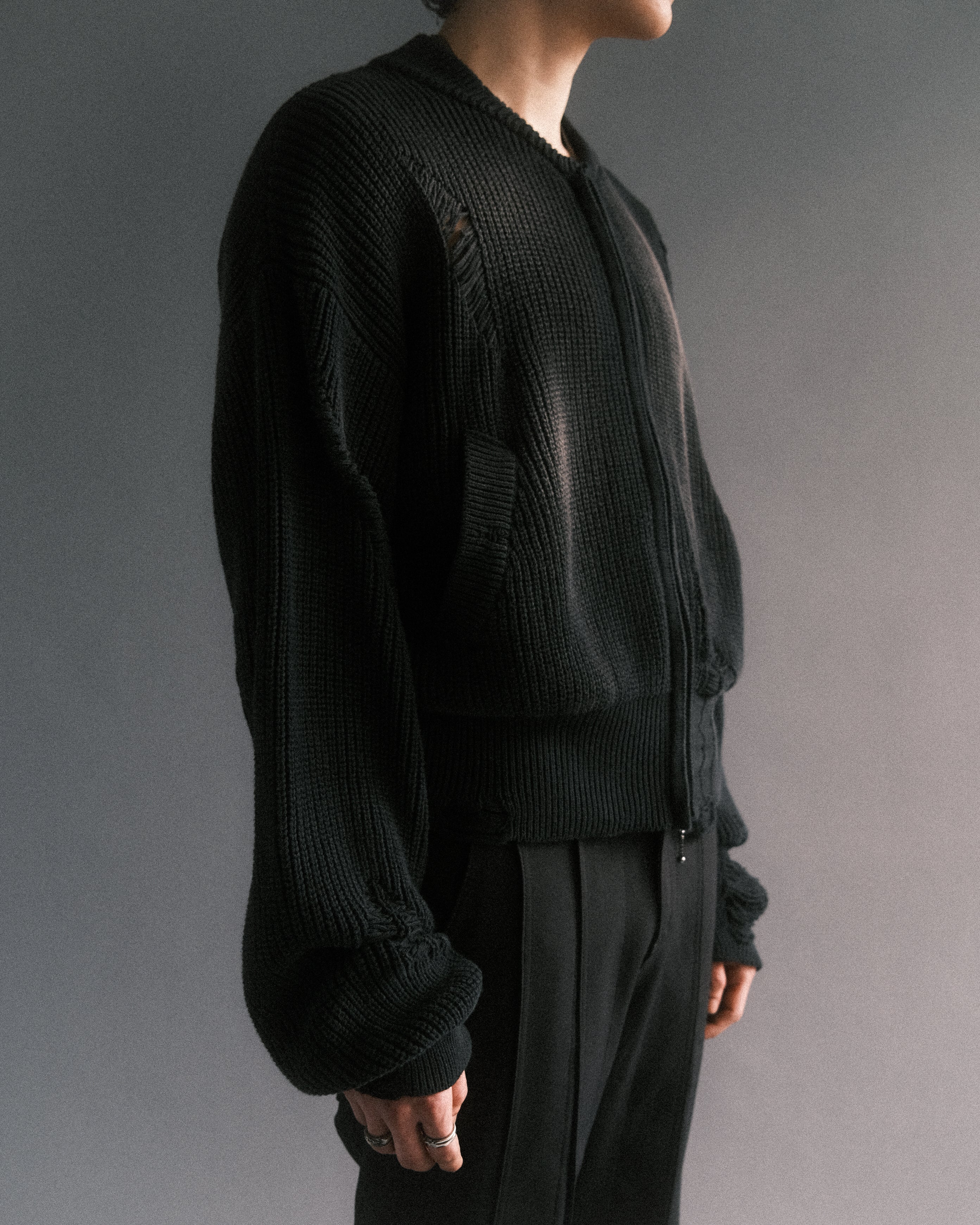 Knit Bomber Jacket - Sunfaded Black