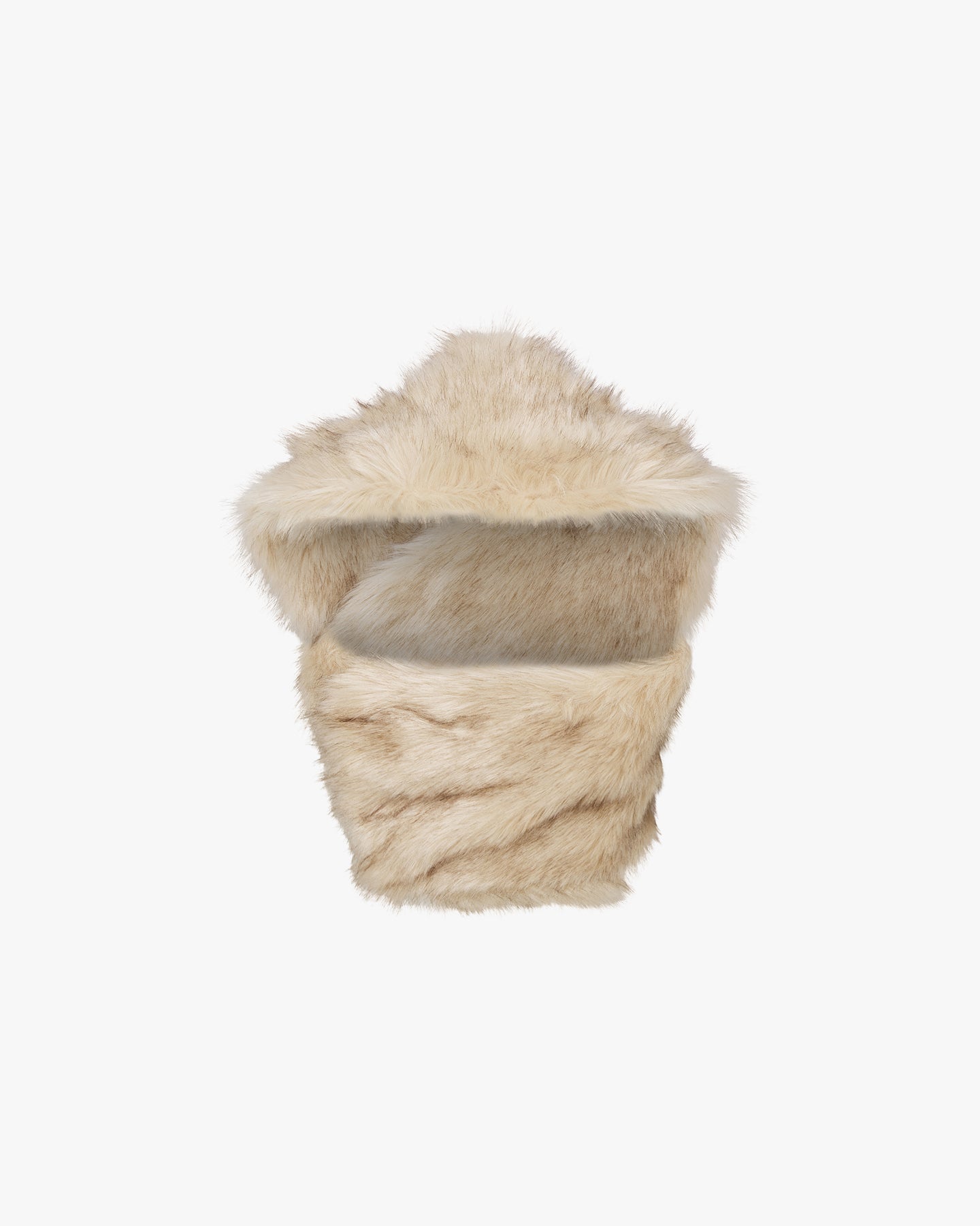 Faux-Fur Scarf Vest - Beige