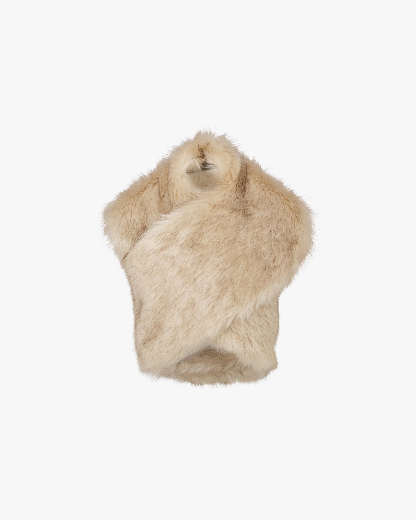 Faux-Fur Scarf Vest - Beige