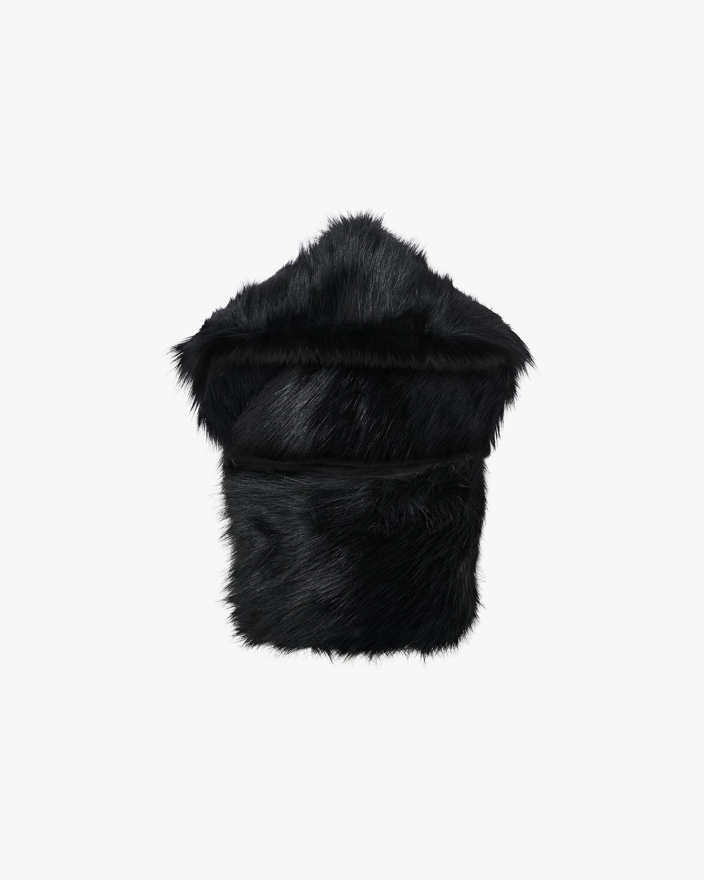 Faux-Fur Scarf Vest - Black