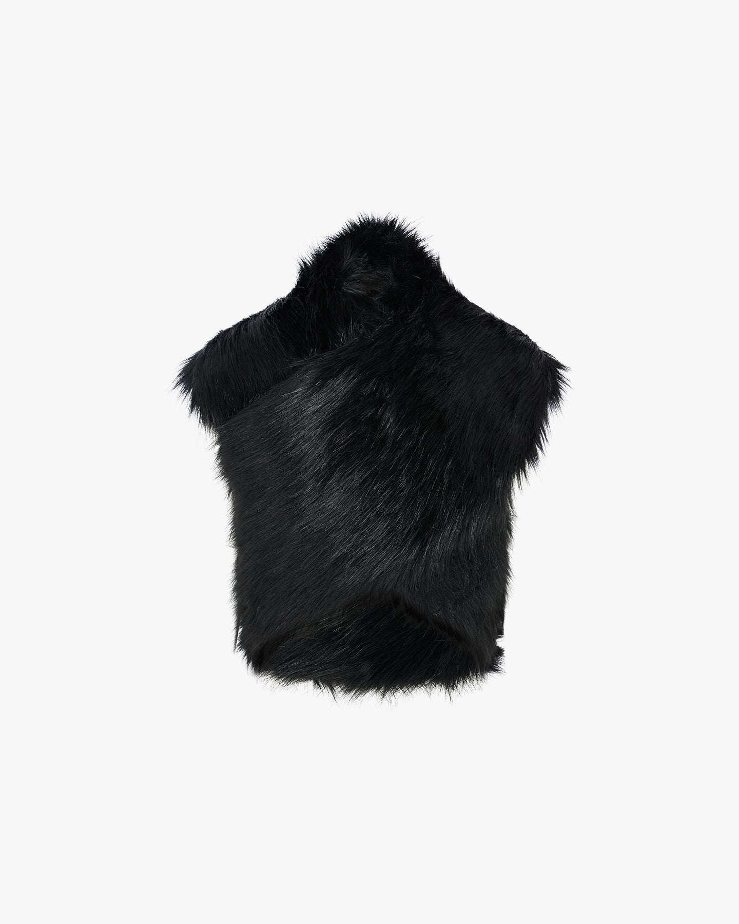 Faux-Fur Scarf Vest - Black