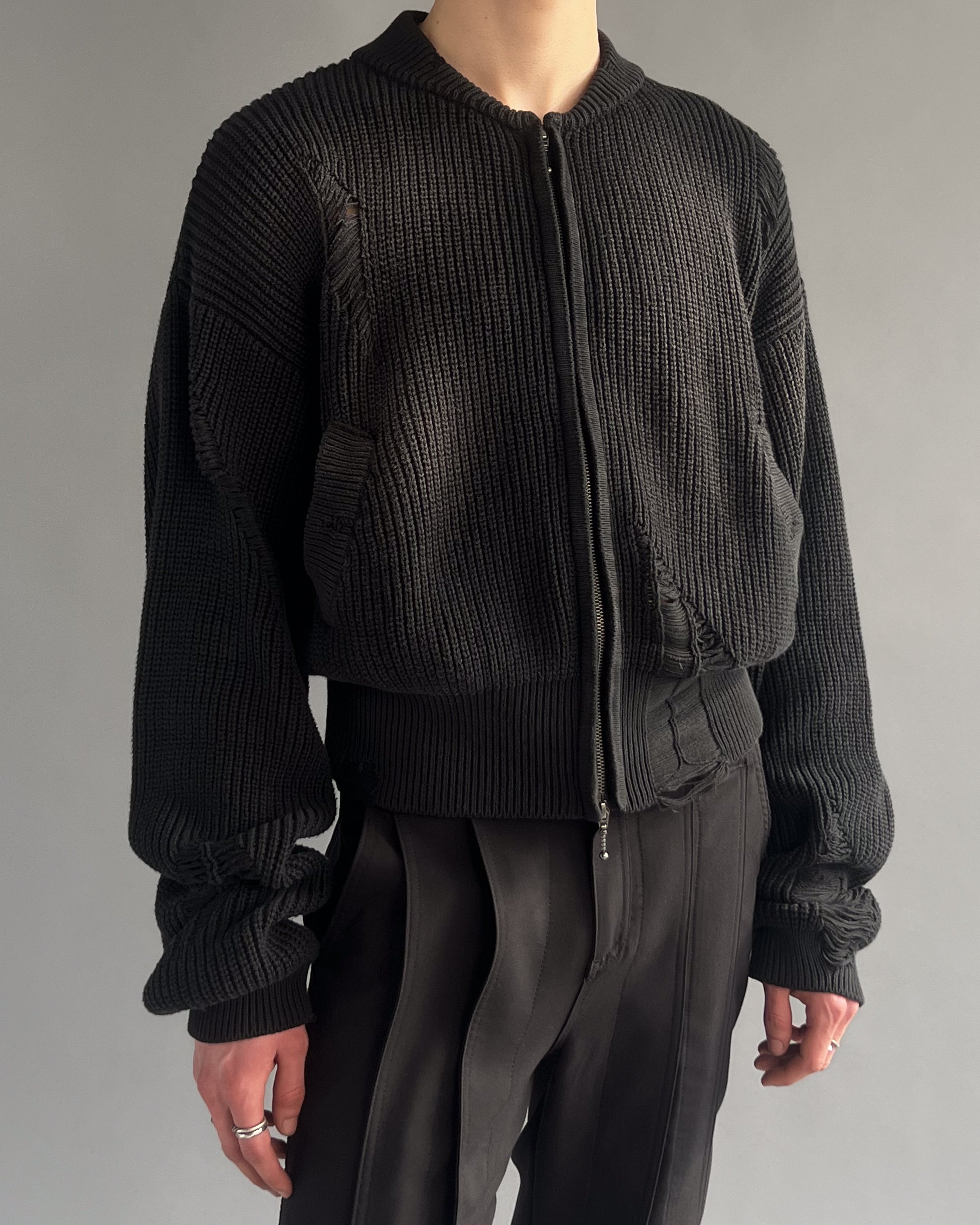 Knit Bomber Jacket - Sunfaded Black