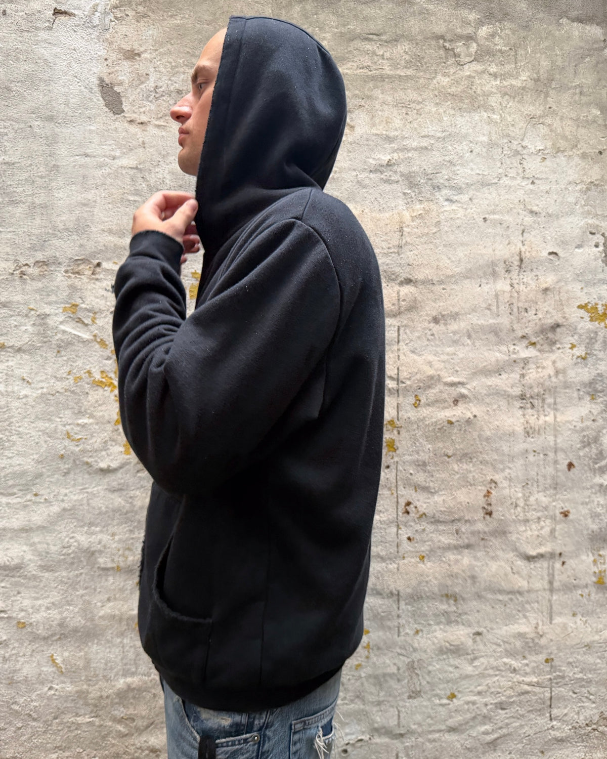 'OMEN' 2-LAYER WAFFLE ZIPPER – WASHED BLACK