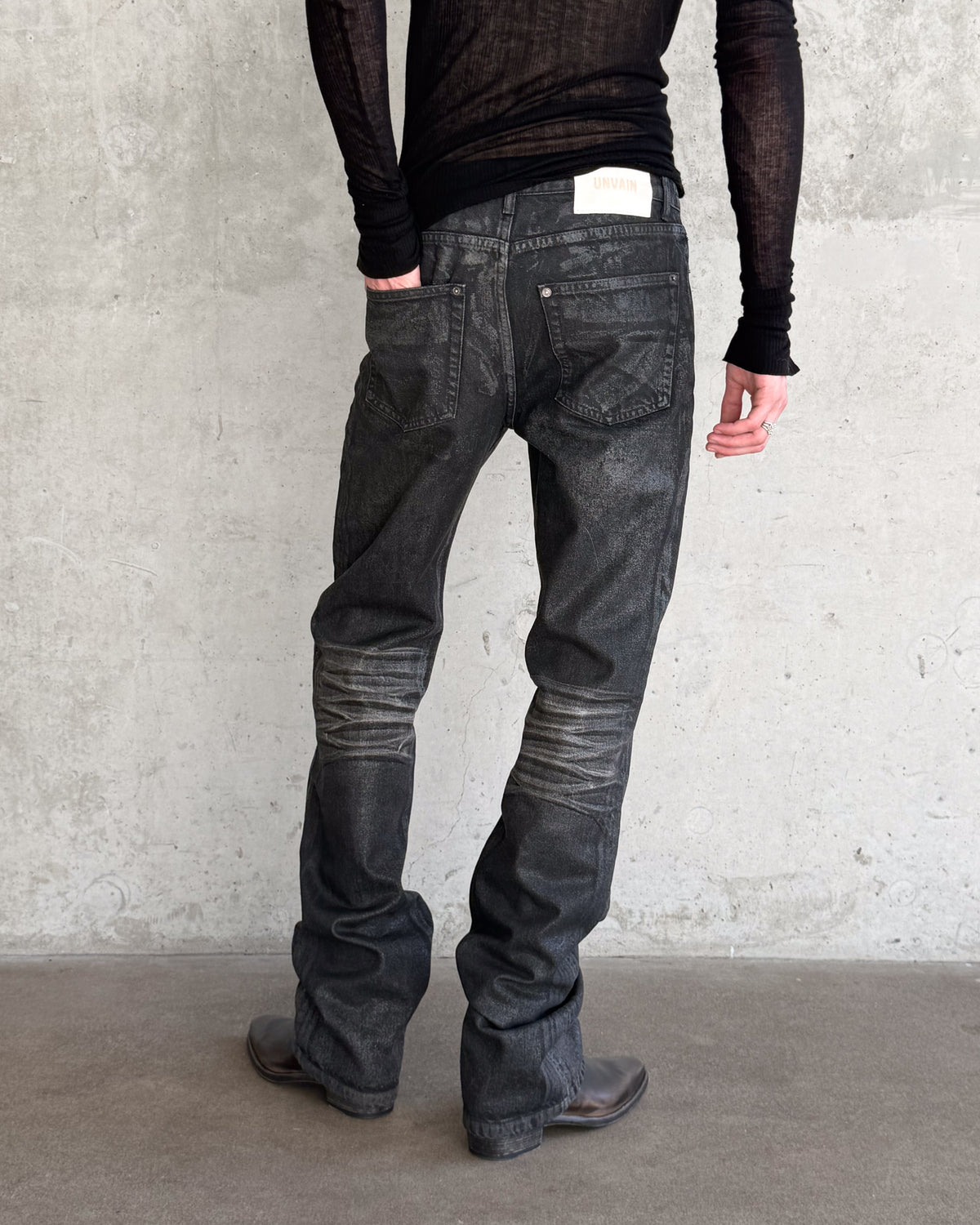 'RIAN' WAXED DENIM – WASHED GREY