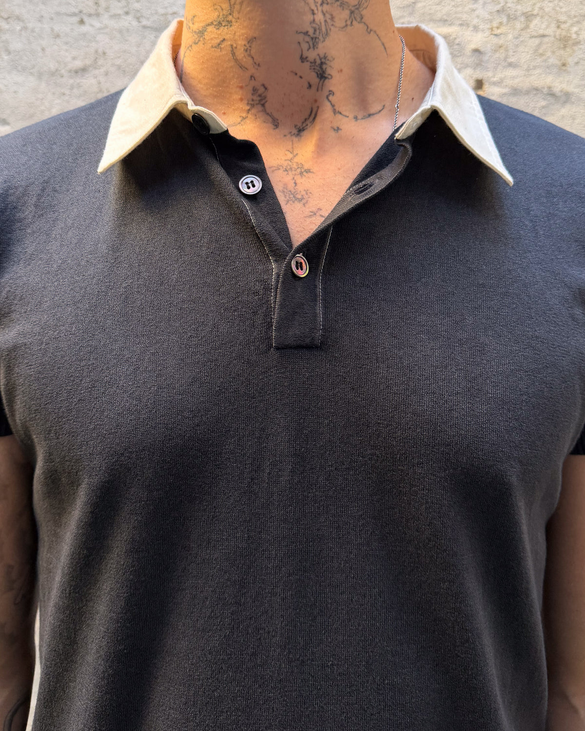 'RAVIN' FINE KNIT POLO – WASHED NAVY
