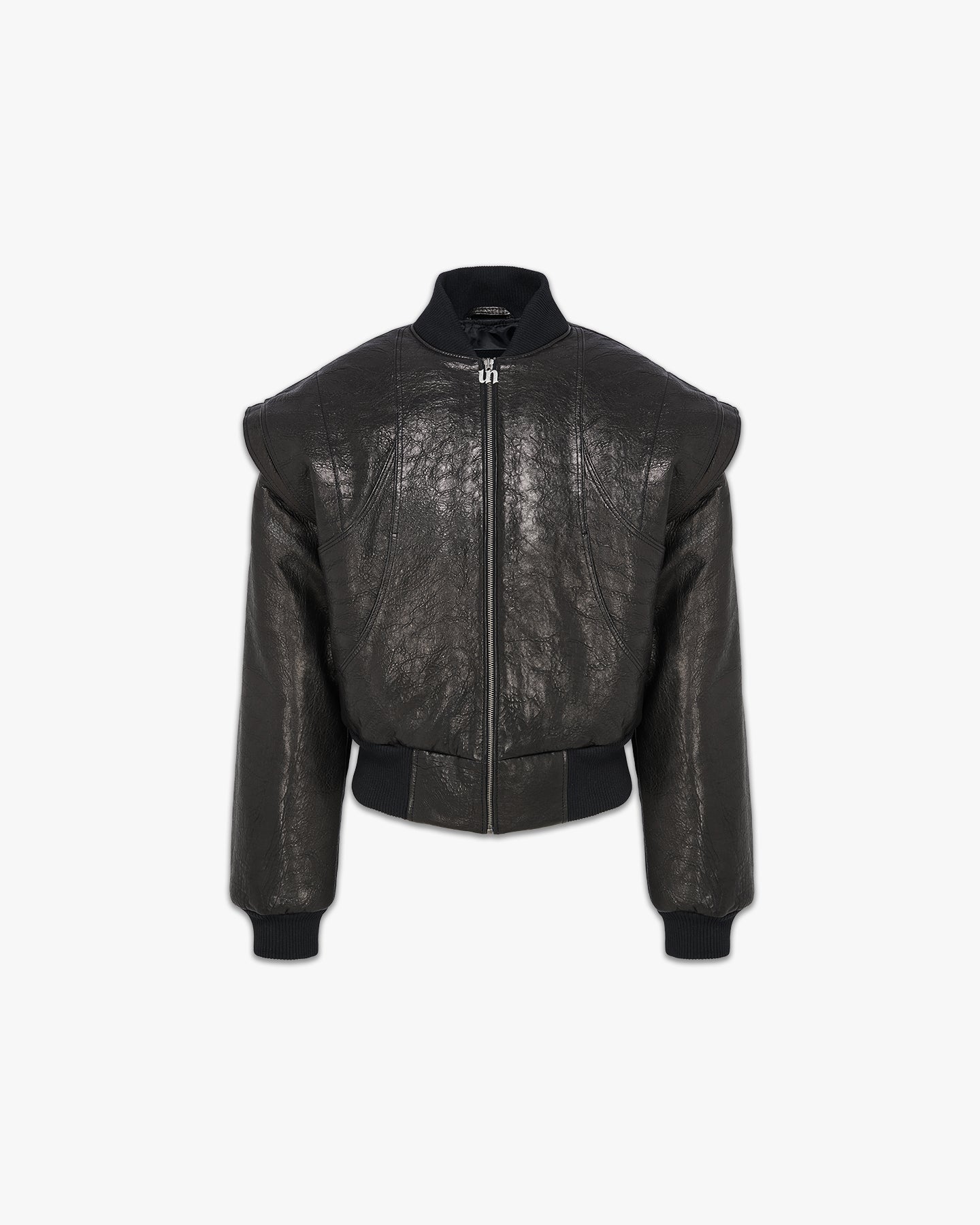 Leather Panel Bomber - Black