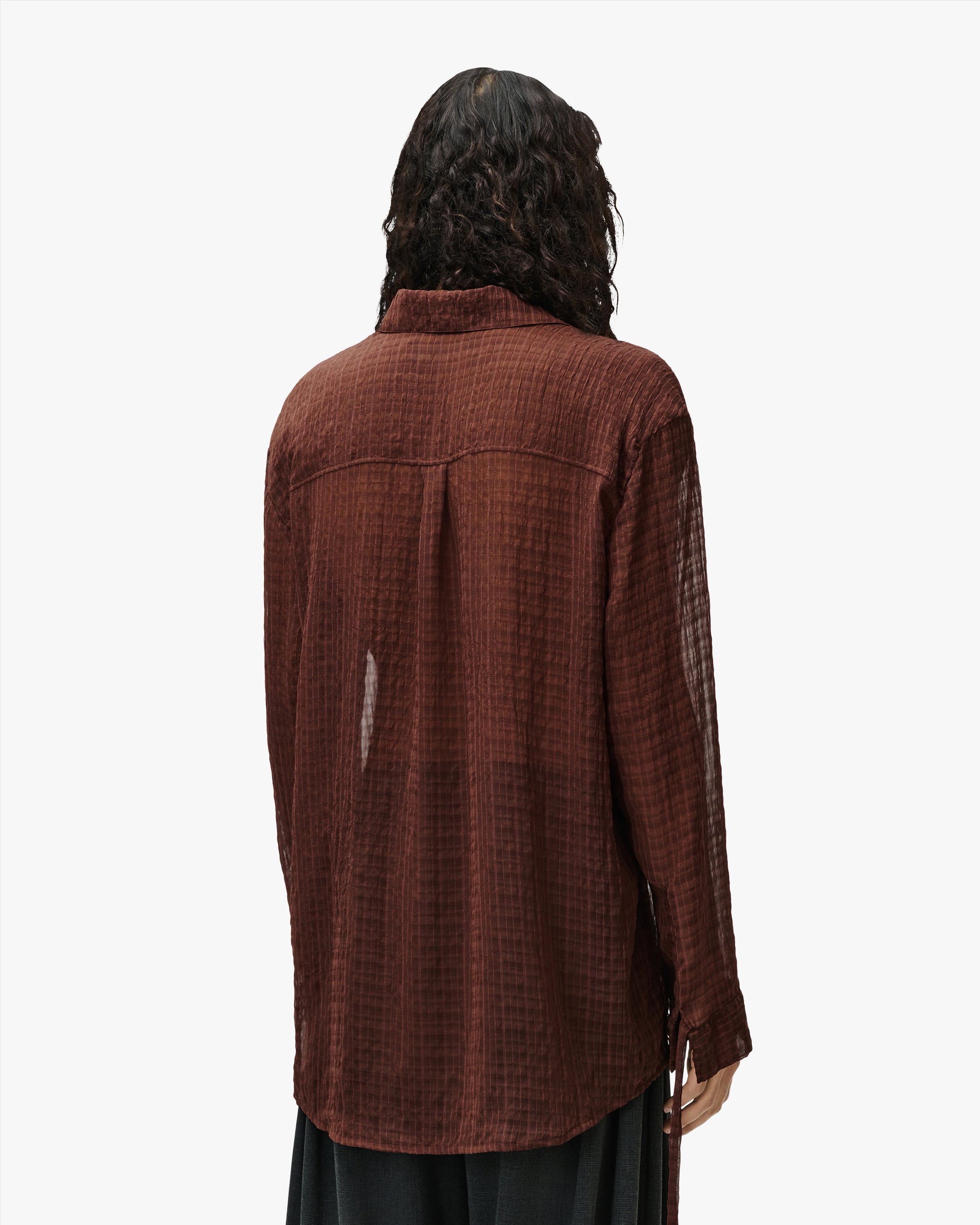 'OSMIN' SHEER SHIRT – BROWN