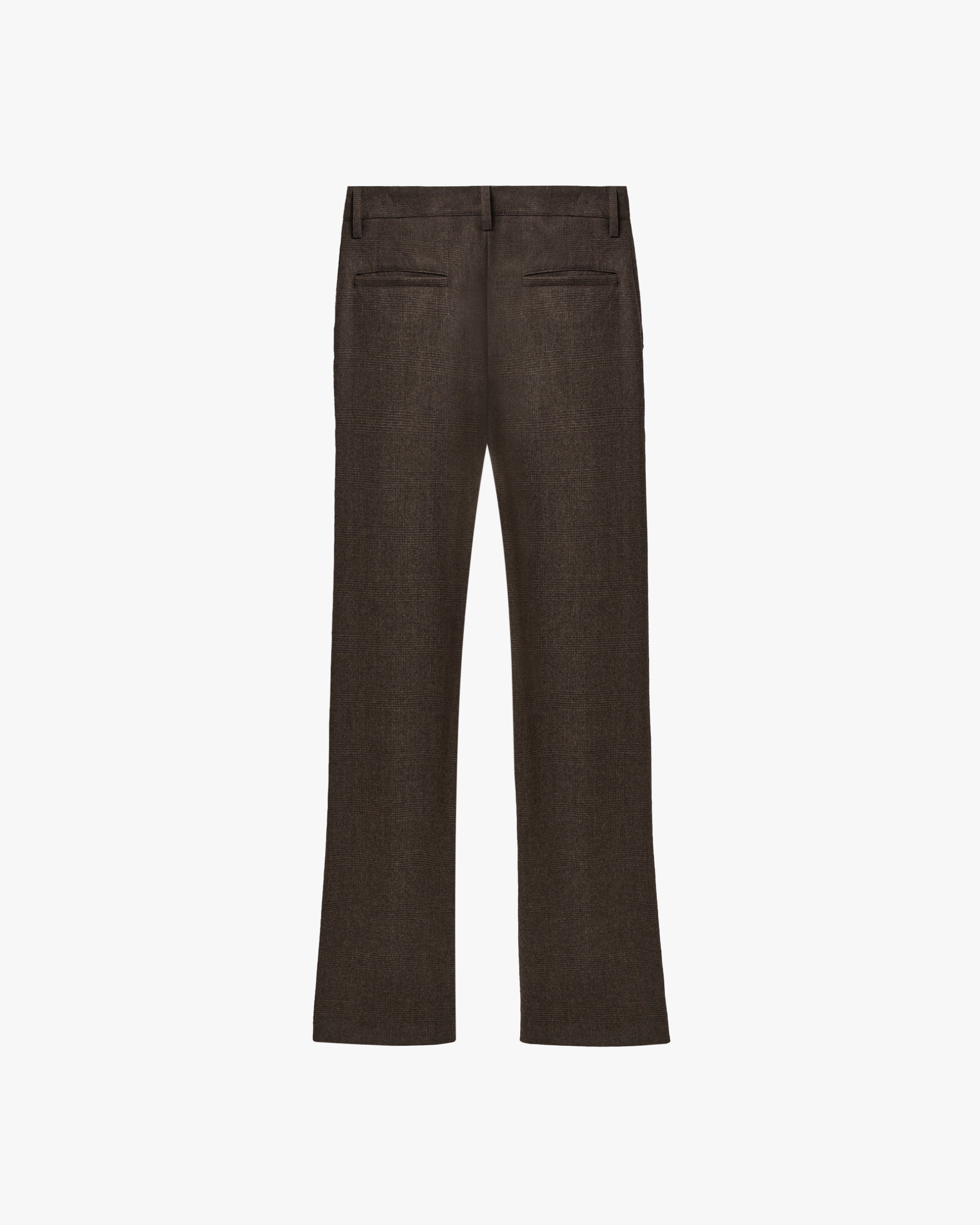 'ZVON' WOOL STUDDED SUIT PANTS – CHECKED BROWN