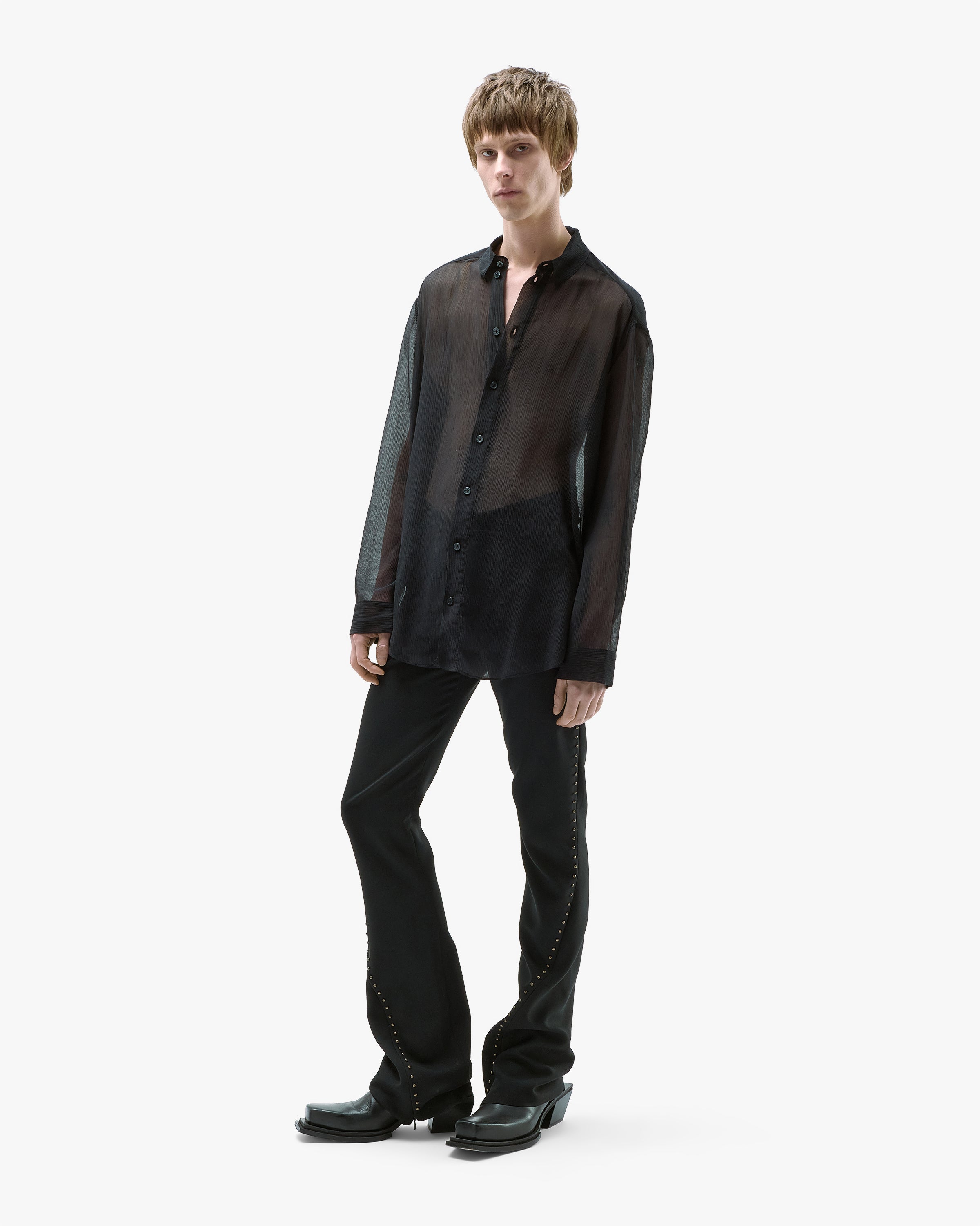 'KORVIN' SHEER SHIRT – BLACK