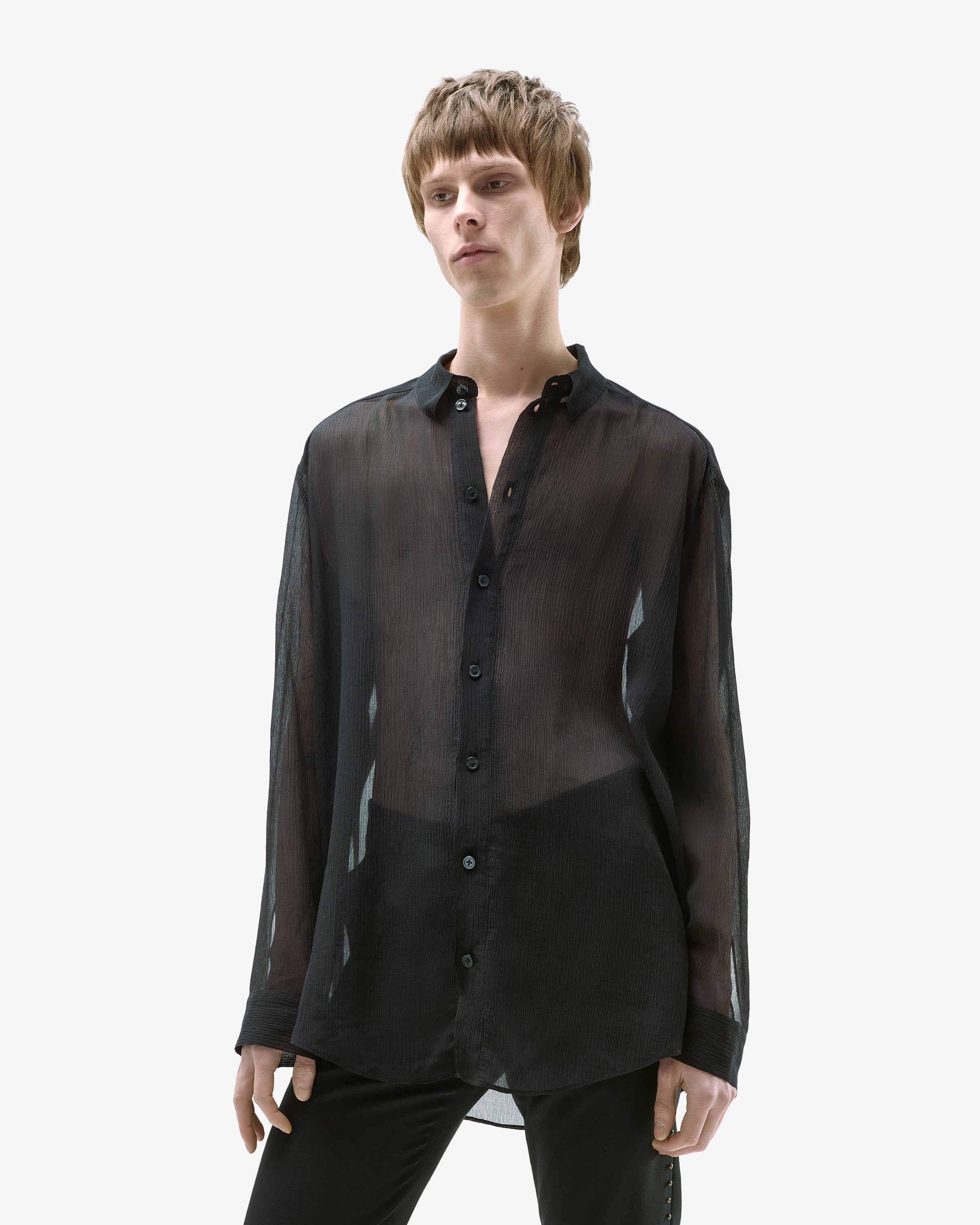 'KORVIN' SHEER SHIRT – BLACK