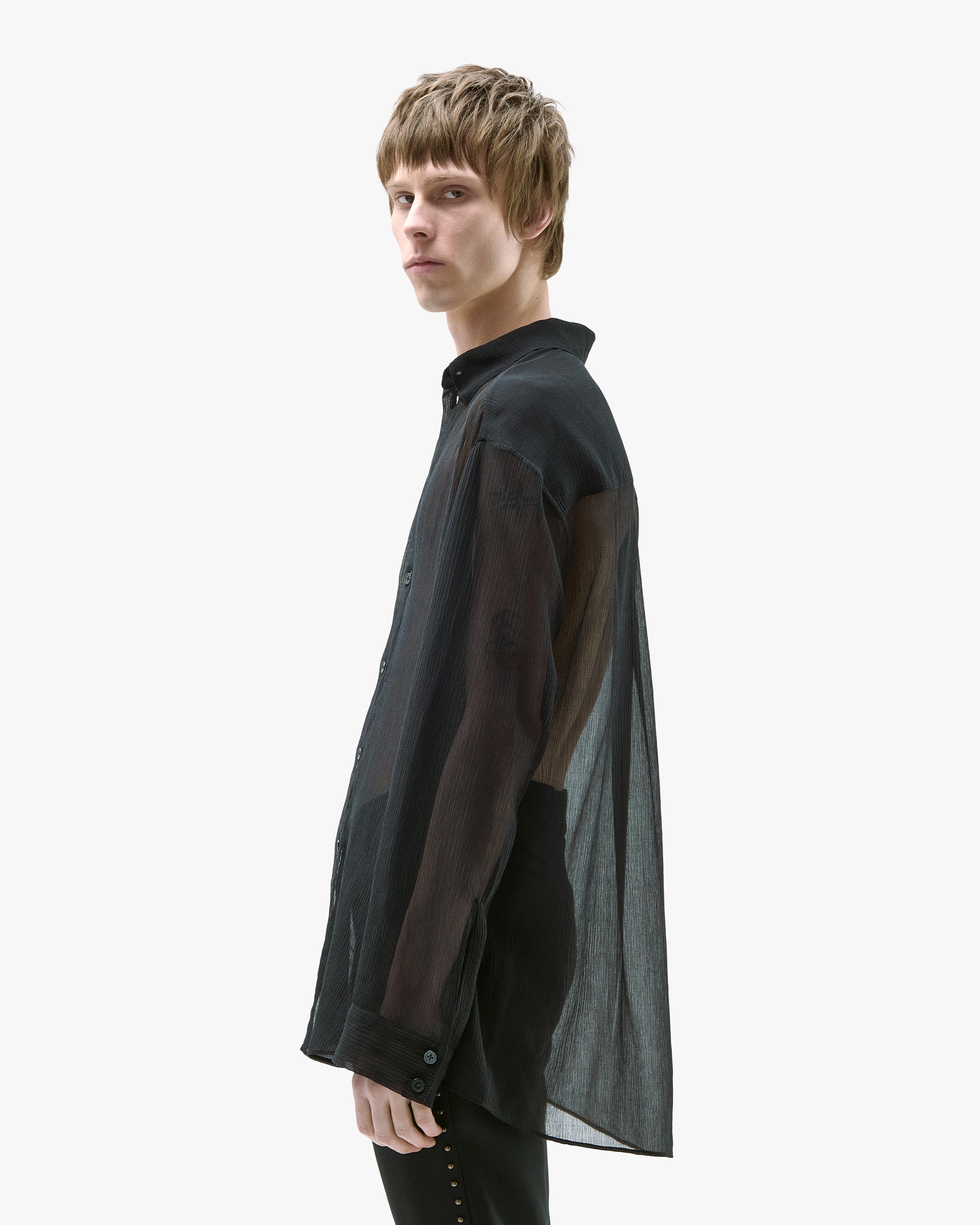 'KORVIN' SHEER SHIRT – BLACK