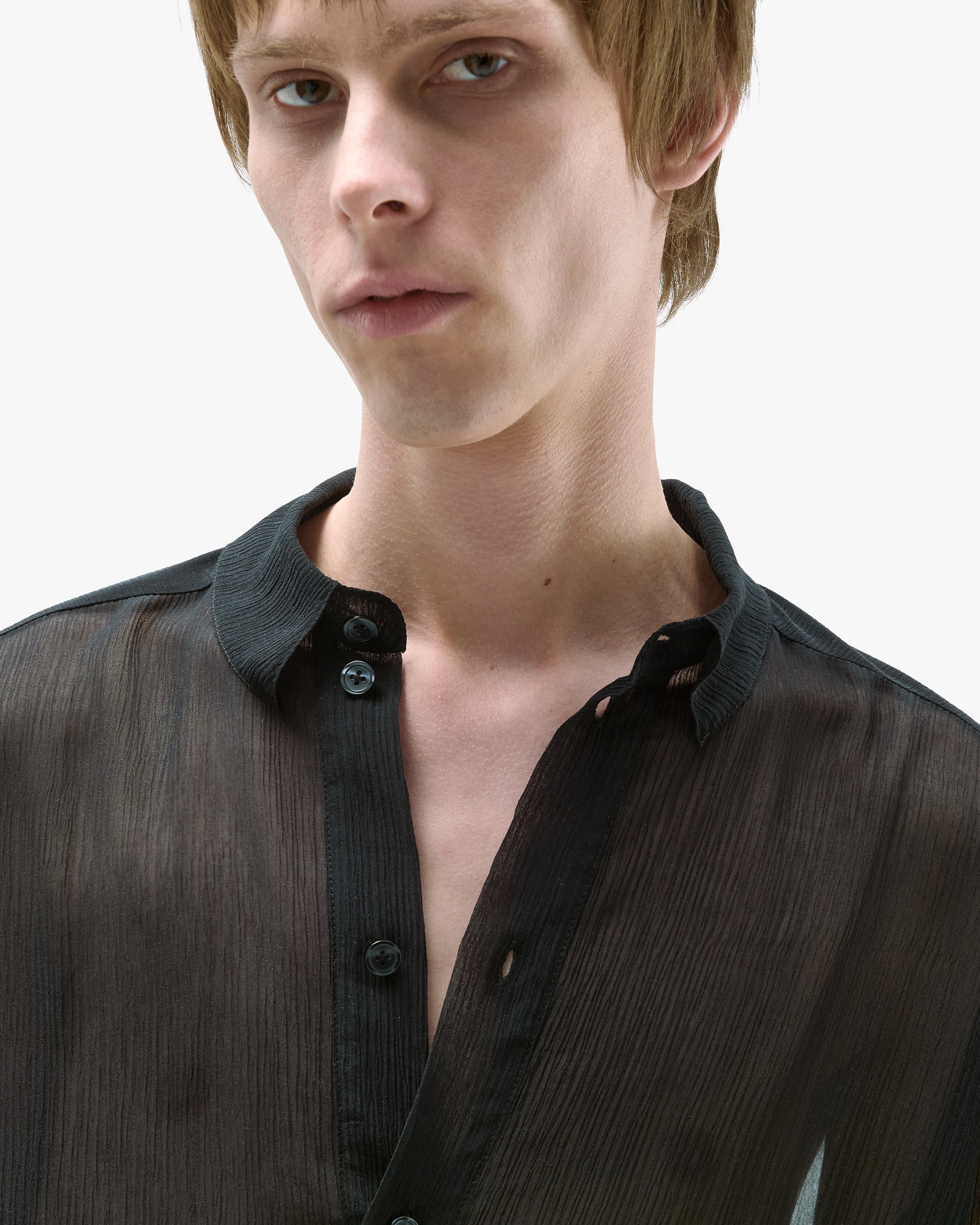 'KORVIN' SHEER SHIRT – BLACK