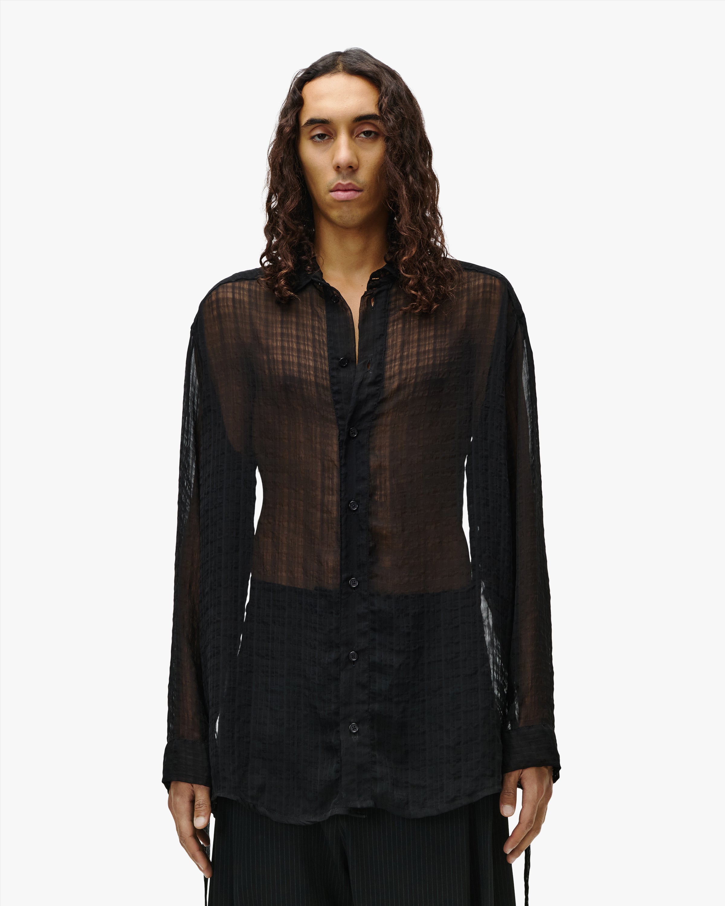 'OSMIN' SHEER SHIRT – BLACK