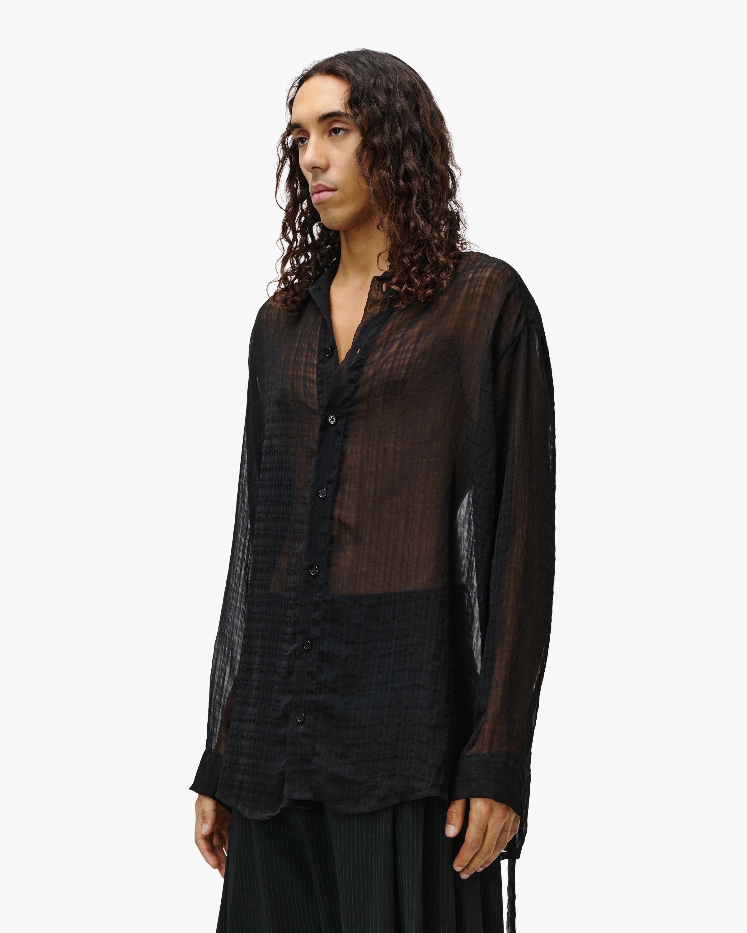 'OSMIN' SHEER SHIRT – BLACK