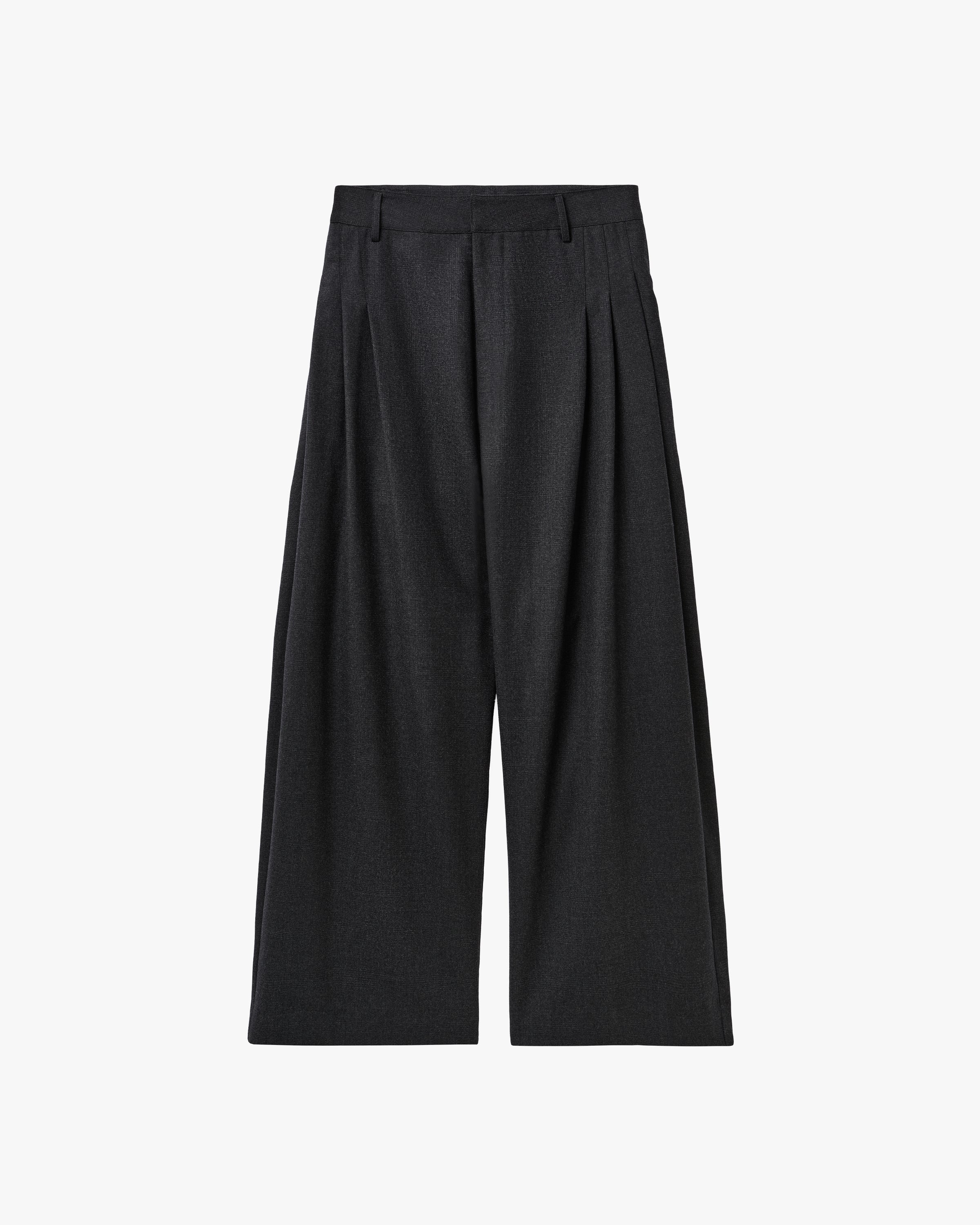 'IYAS' WOOL PLEATED SUIT PANTS – CHECKED GREY