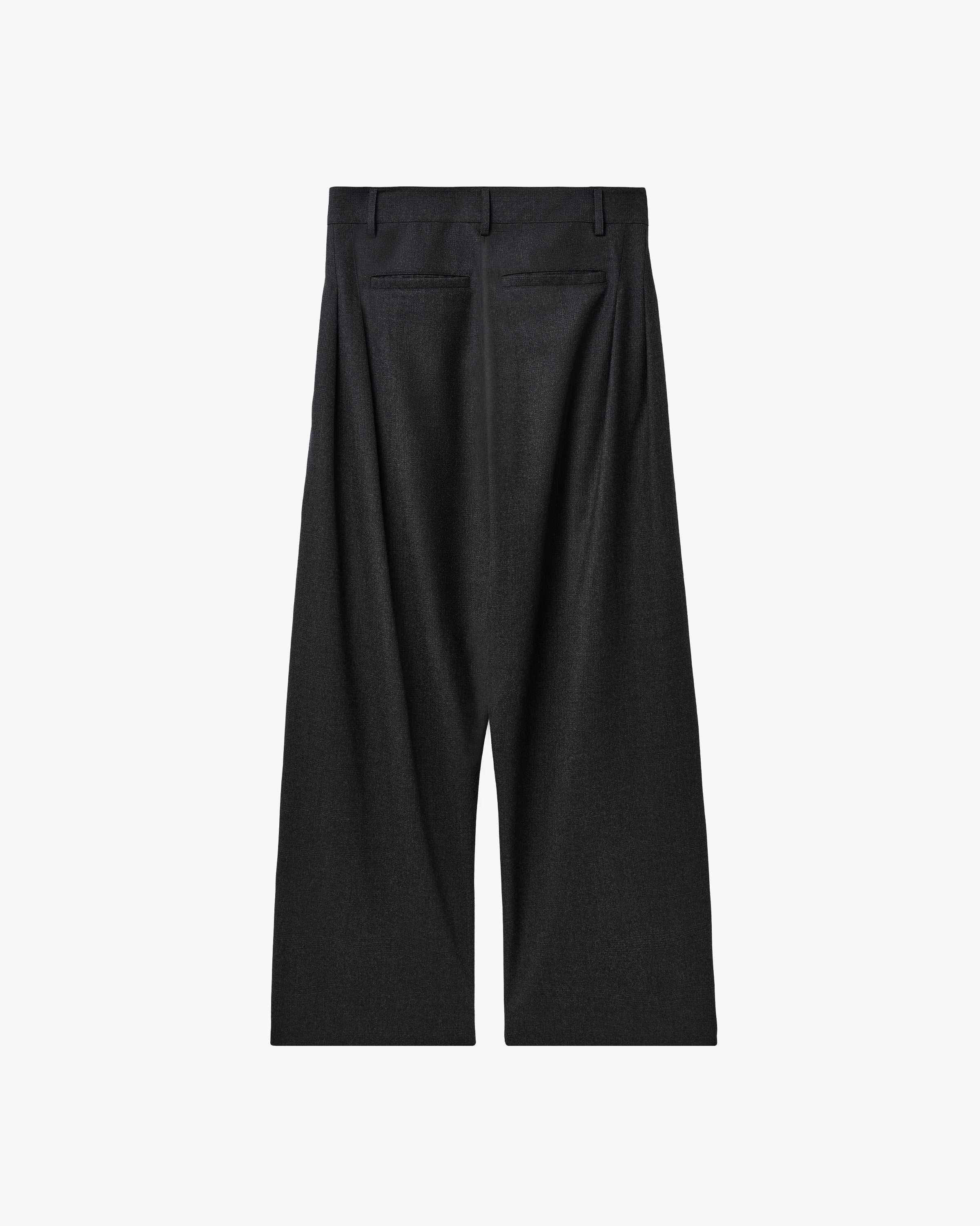 'IYAS' WOOL PLEATED SUIT PANTS – CHECKED GREY