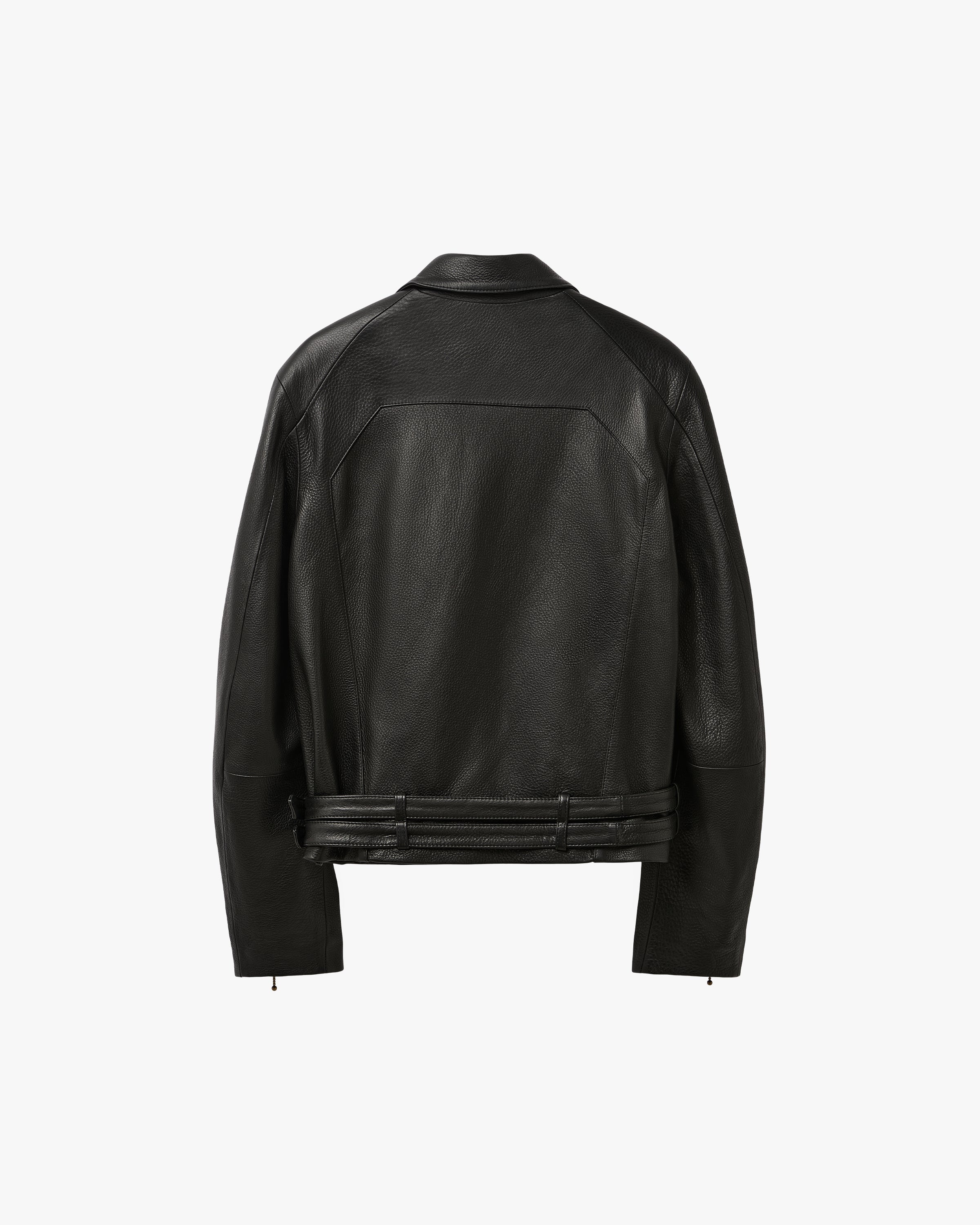 'OMRIN' ZIP LEATHER JACKET – BLACK