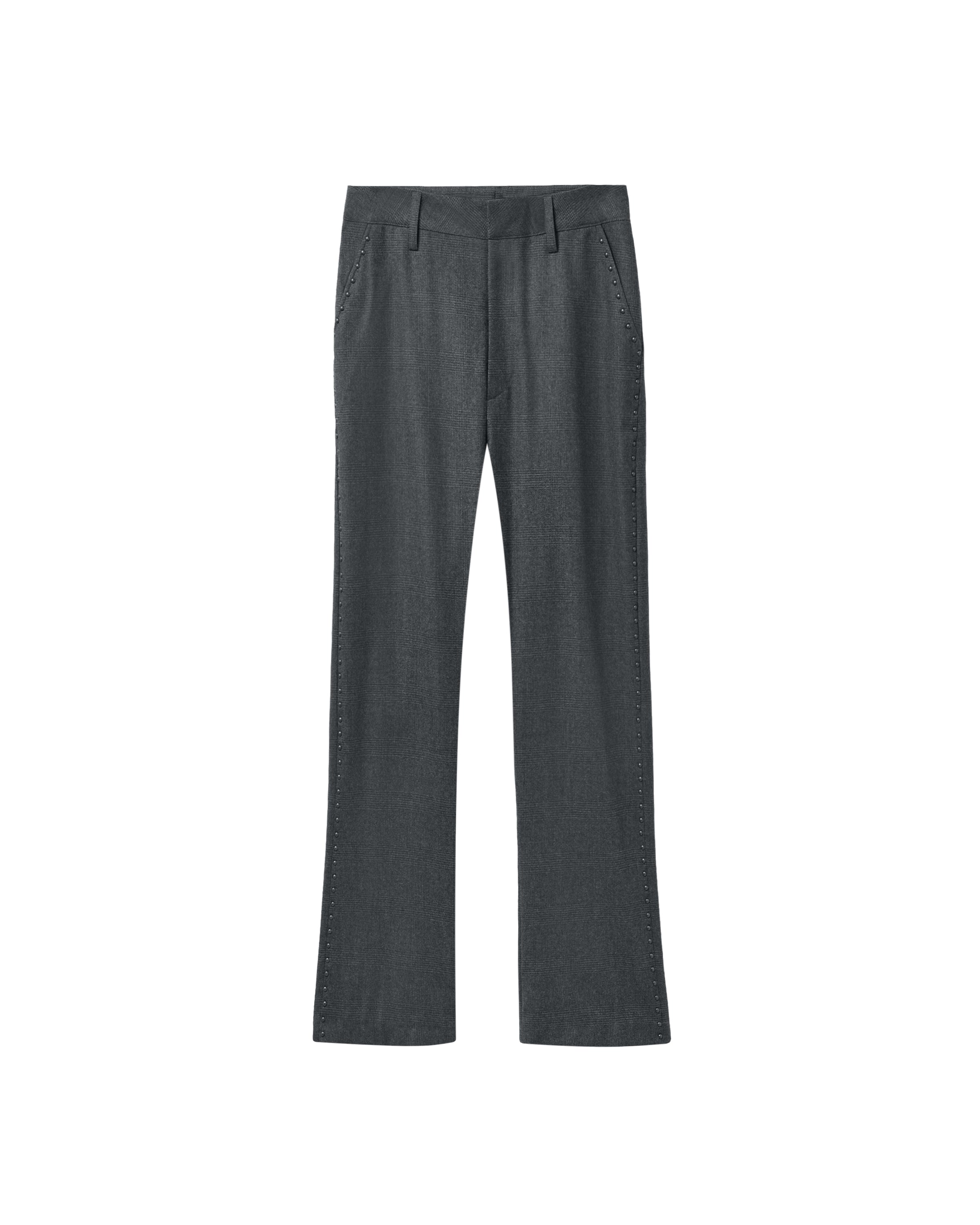 'ZVON' WOOL STUDDED SUIT PANTS – CHECKED GREY