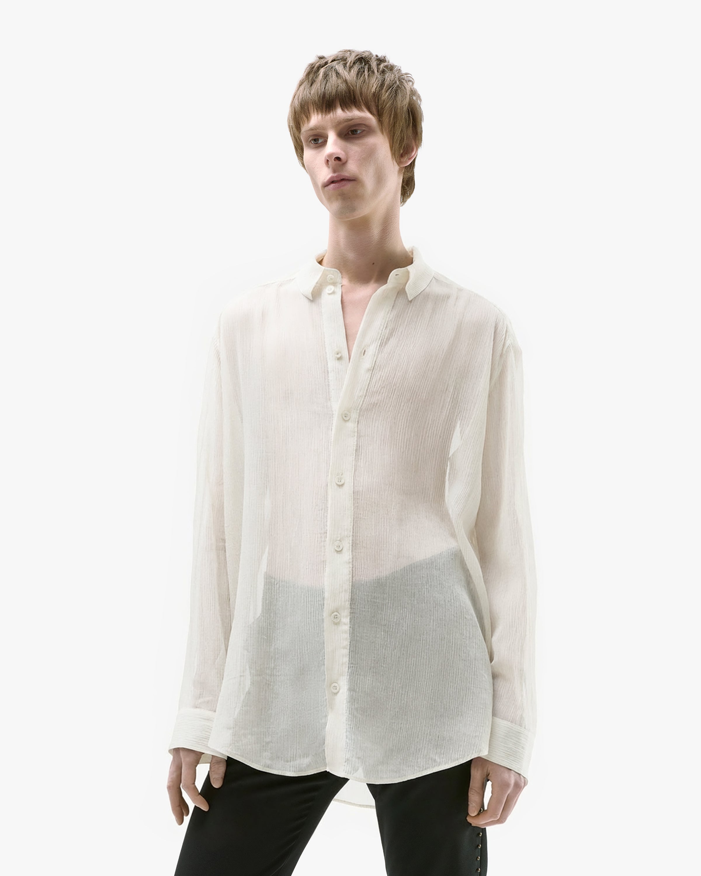 'KORVIN' SHEER SHIRT – AGED WHITE
