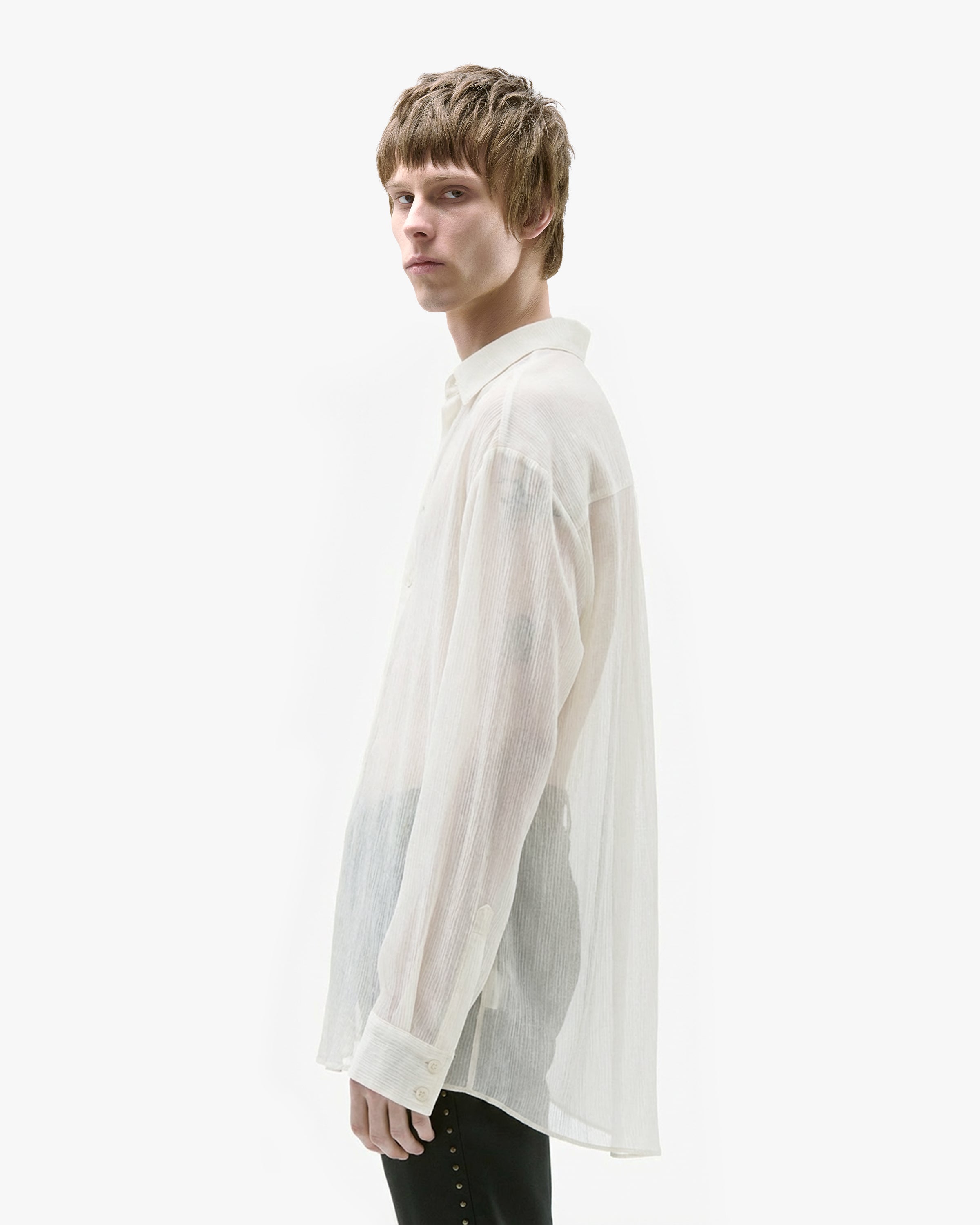 'KORVIN' SHEER SHIRT – AGED WHITE