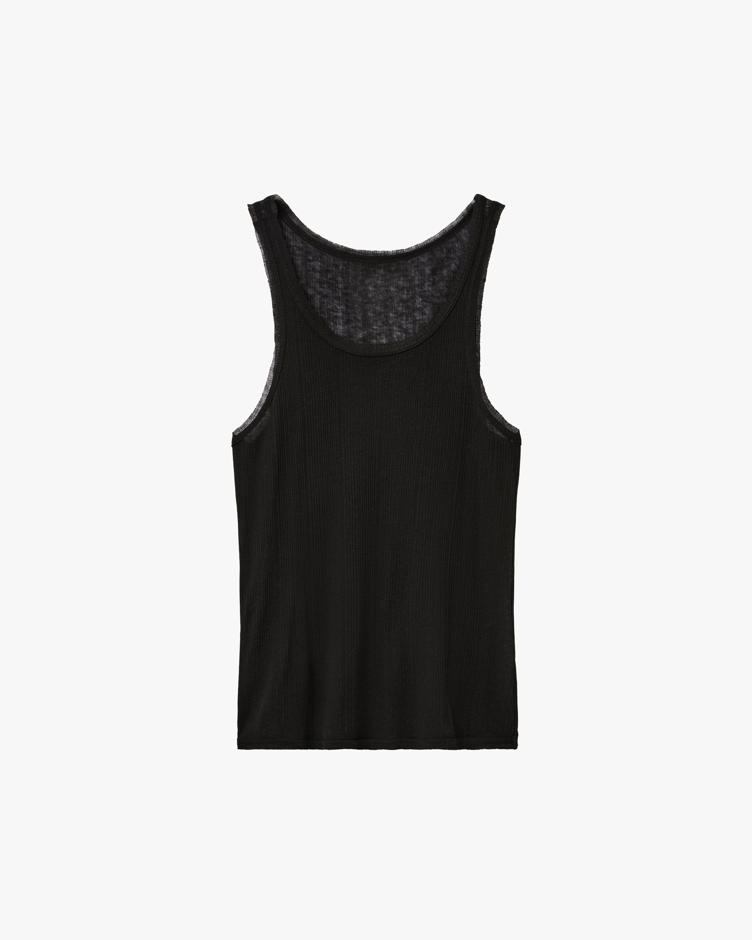 'SVARN' SHEER TANKTOP – BLACK