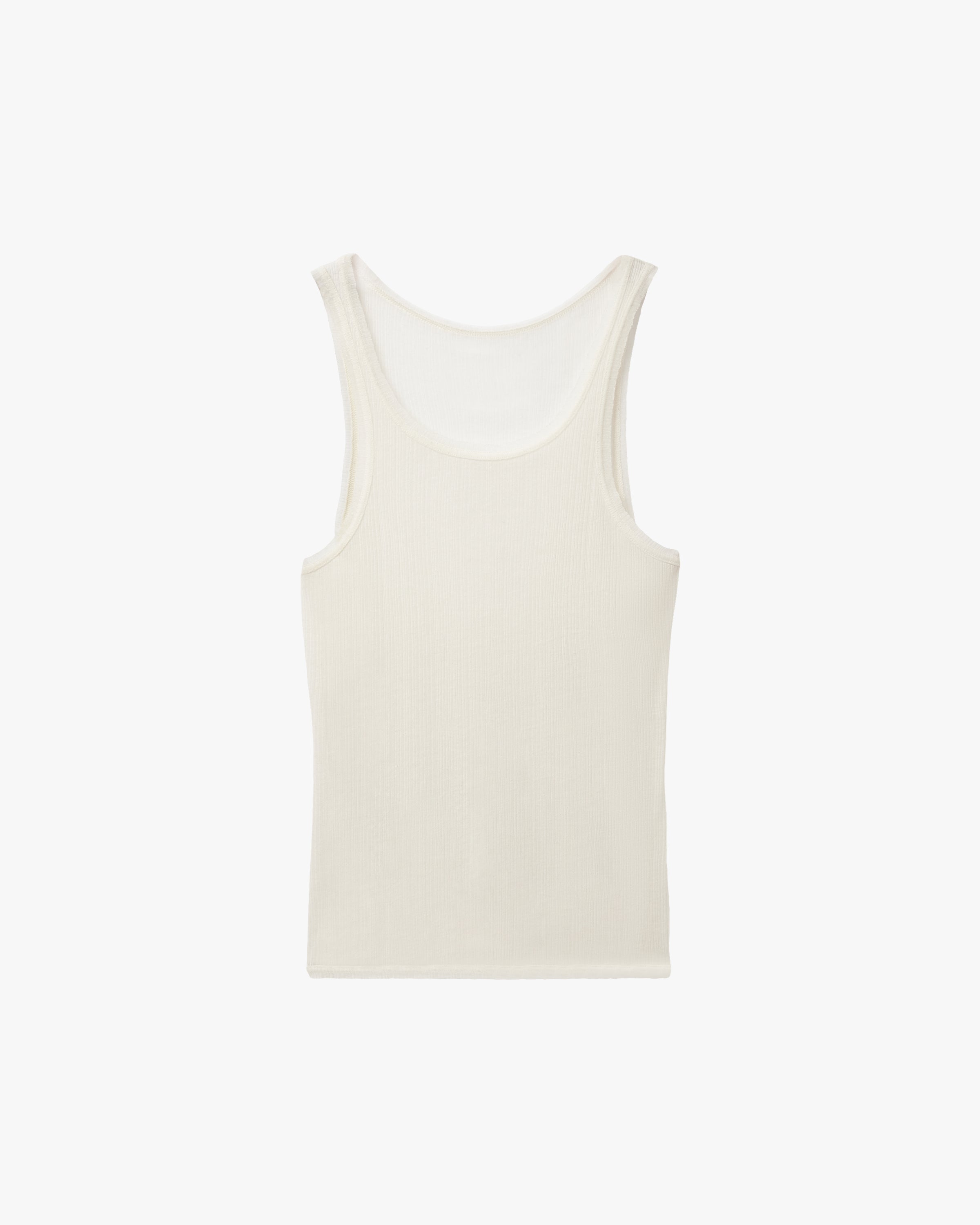 'SVARN' SHEER TANKTOP – AGED WHITE