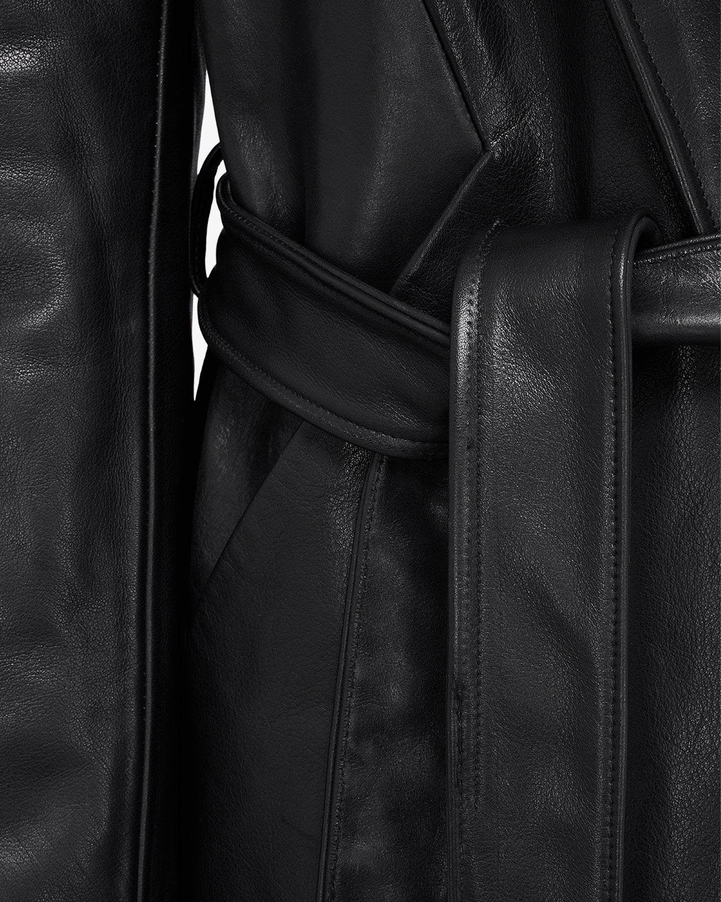 OVERSIZED LEATHER COAT - BLACK