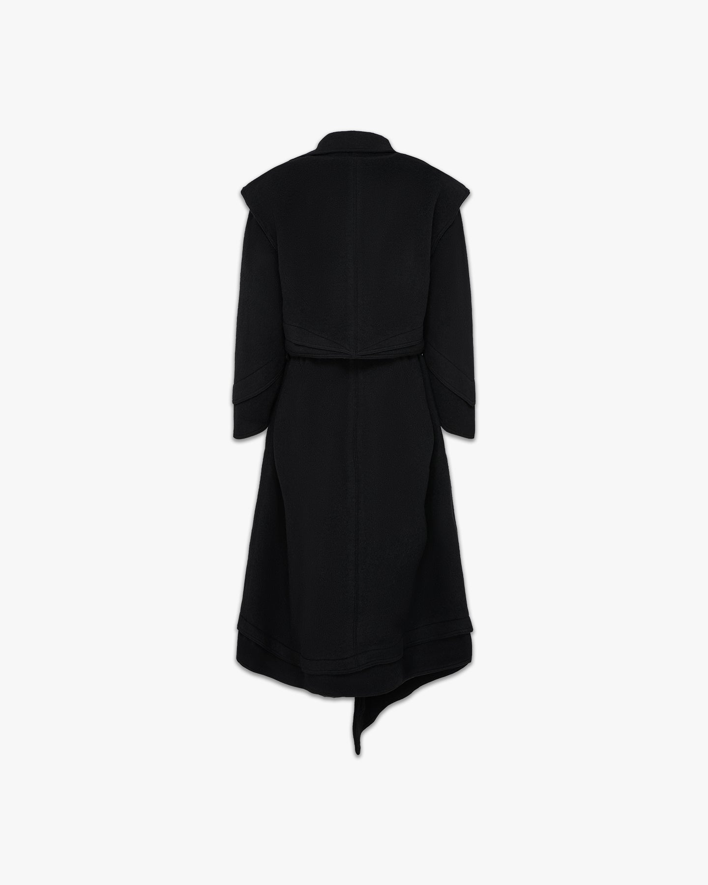 Panel Wool Coat (Long) - Black