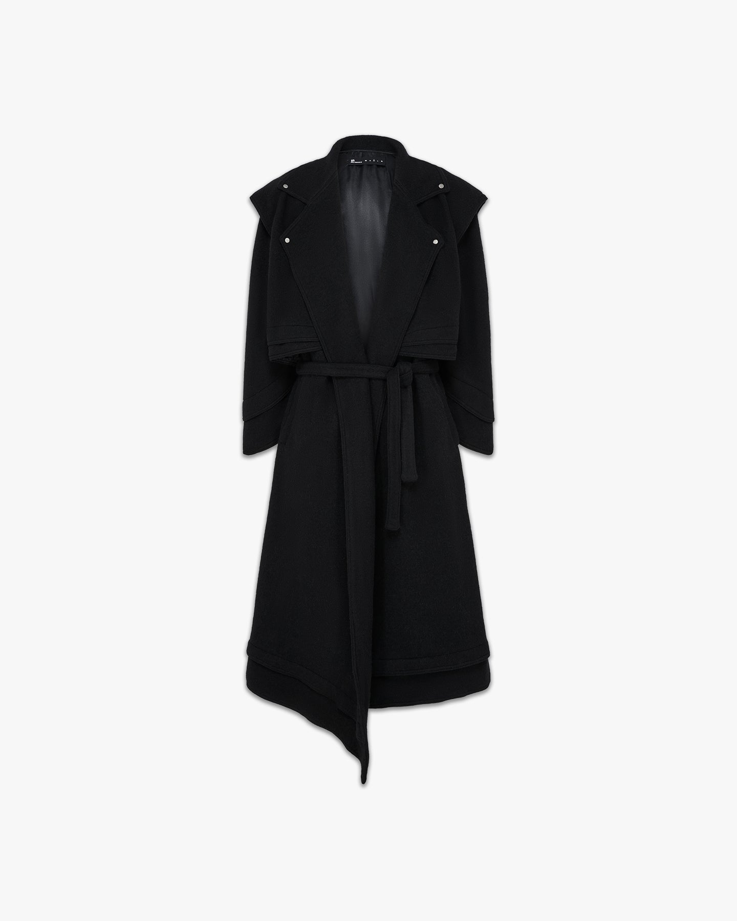 Panel Wool Coat (Long) - Black